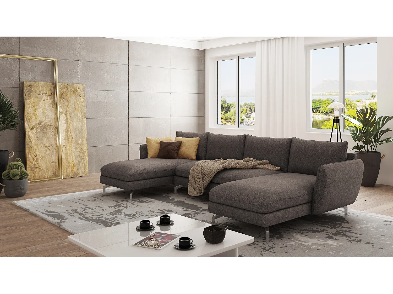 Zoe Wohnlandschaft mit Silber Füßen