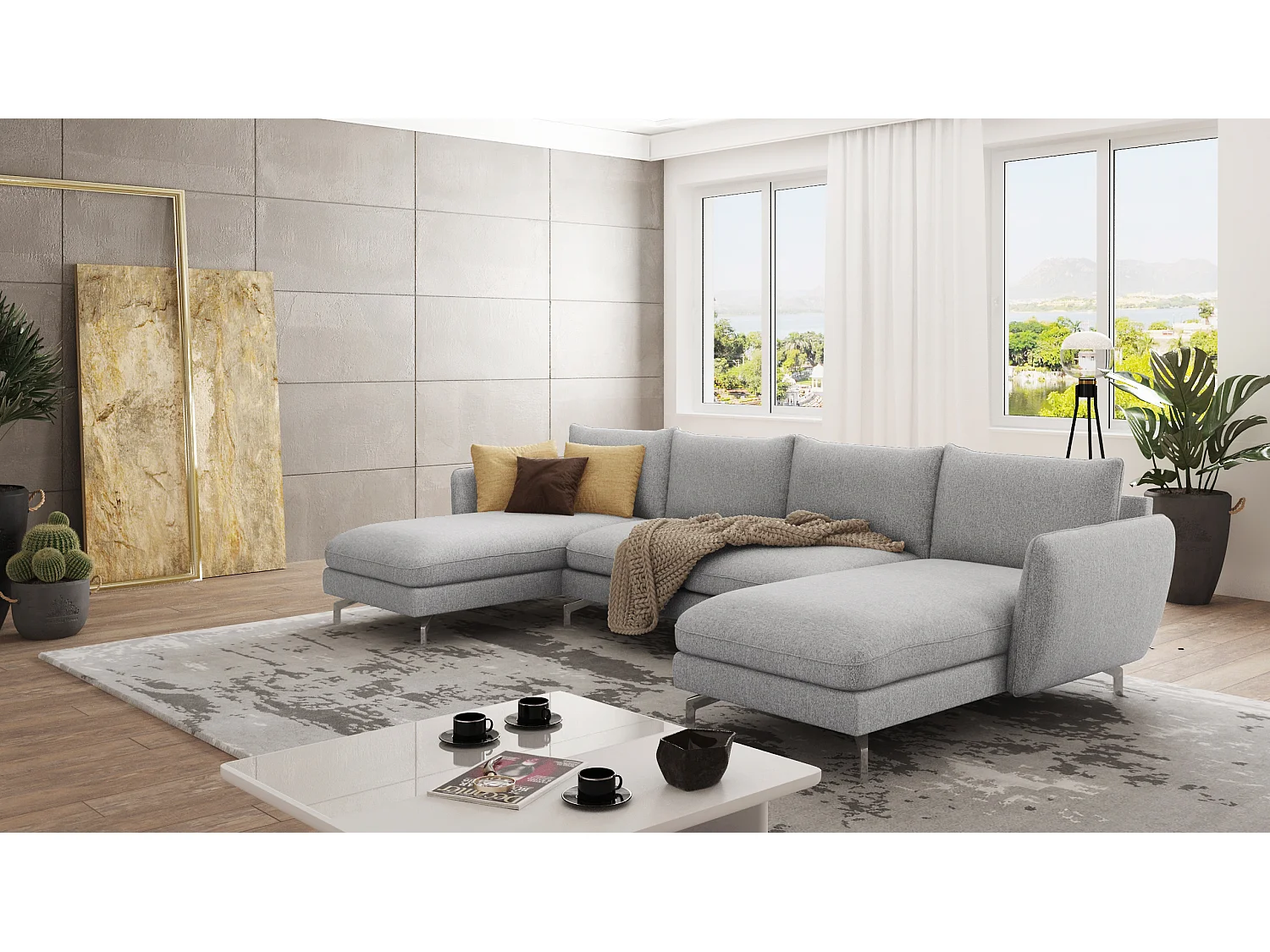 Zoe Wohnlandschaft mit Silber Füßen