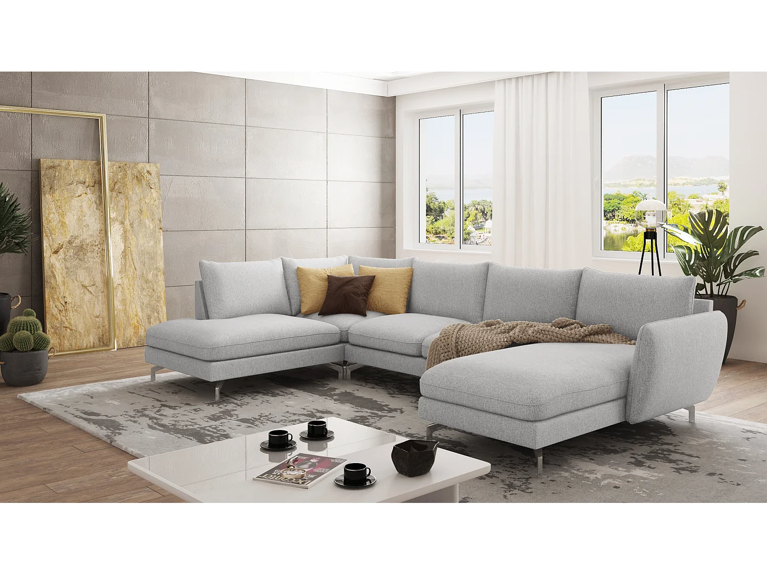 Zoe Wohnlandschaft mit Silber Füßen