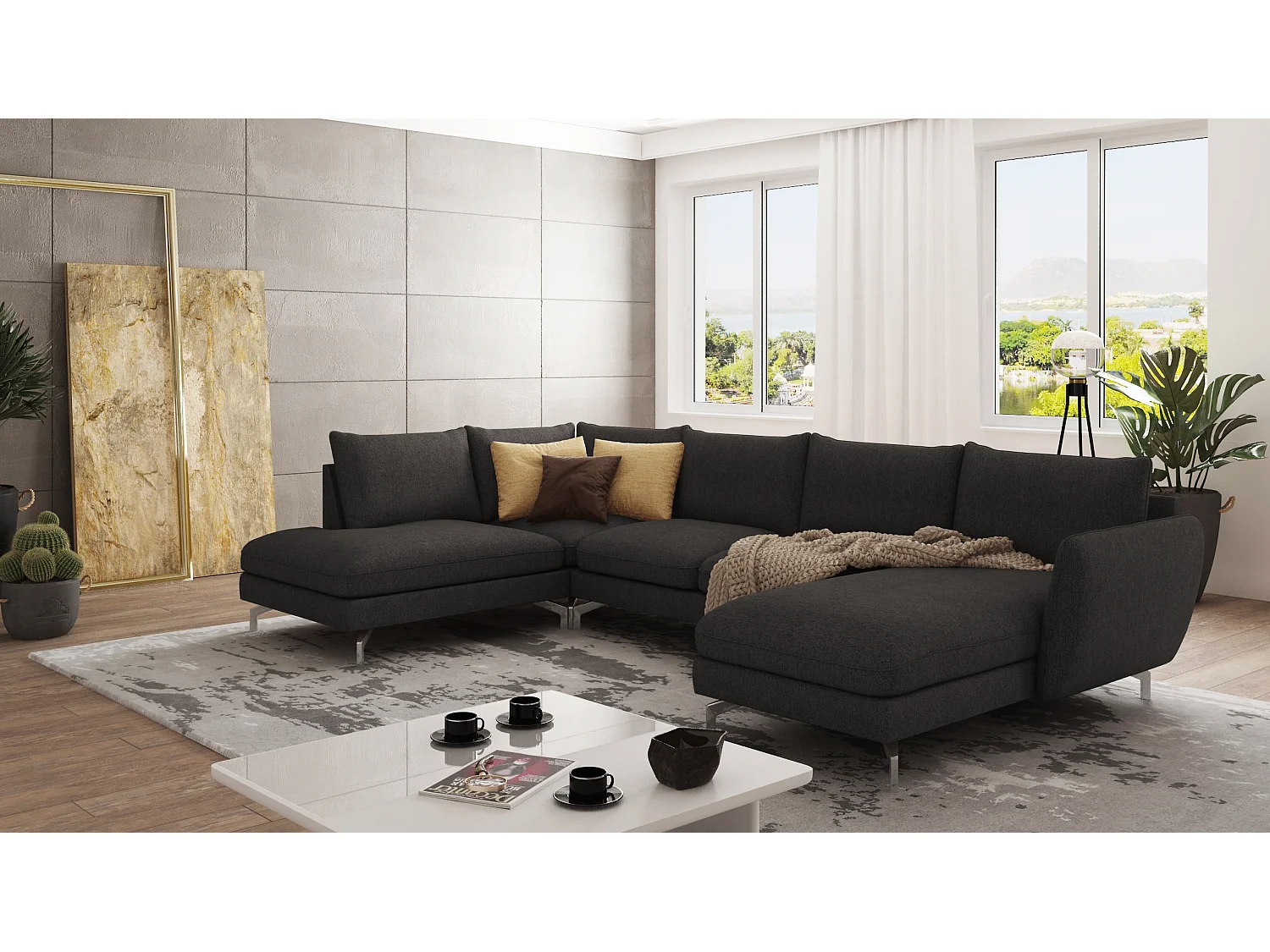 Zoe Wohnlandschaft mit Silber Füßen