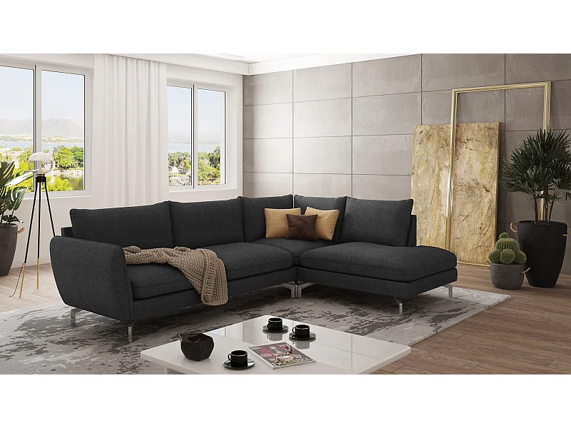 Modernes Ecksofa Zoe mit Silber Füßen