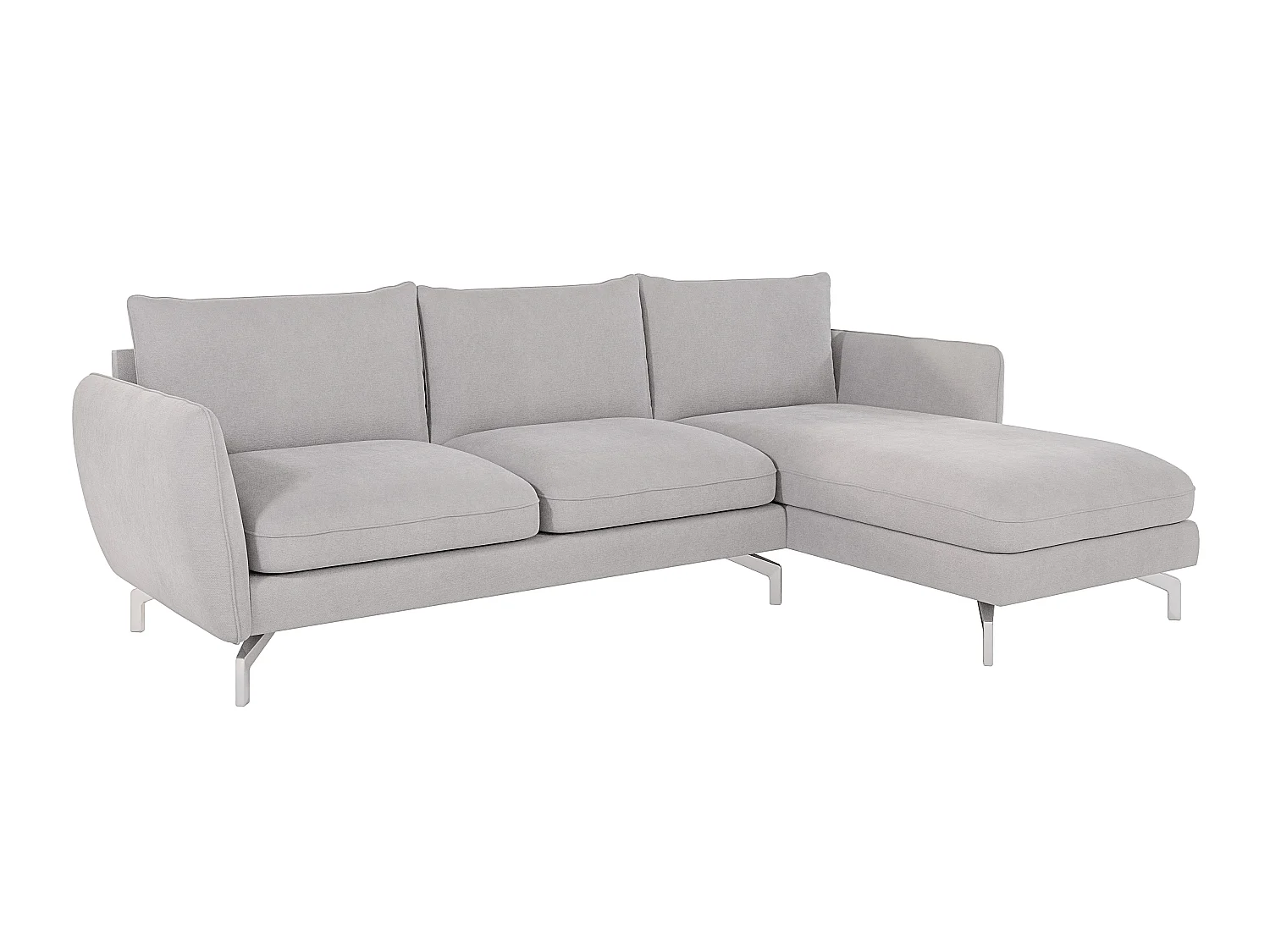 Canapé d'angle 5 places en microfibre argenté ZOE