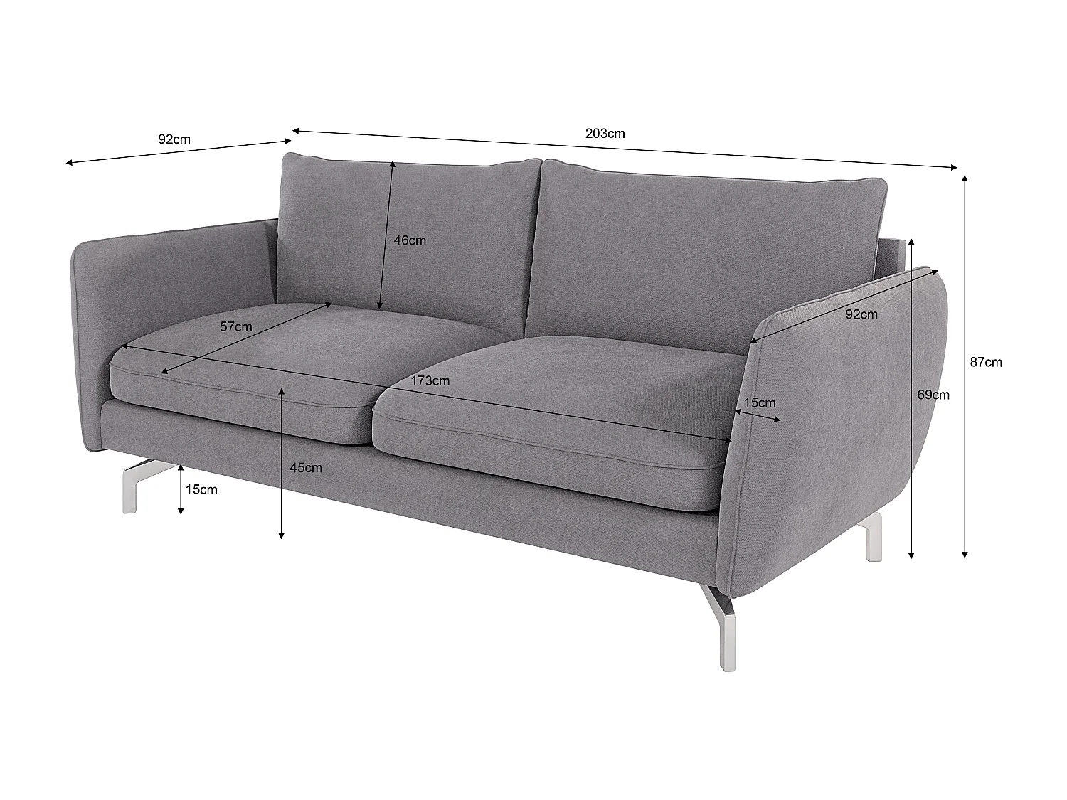 Modernes Sofa 3-Sitzer Zoe