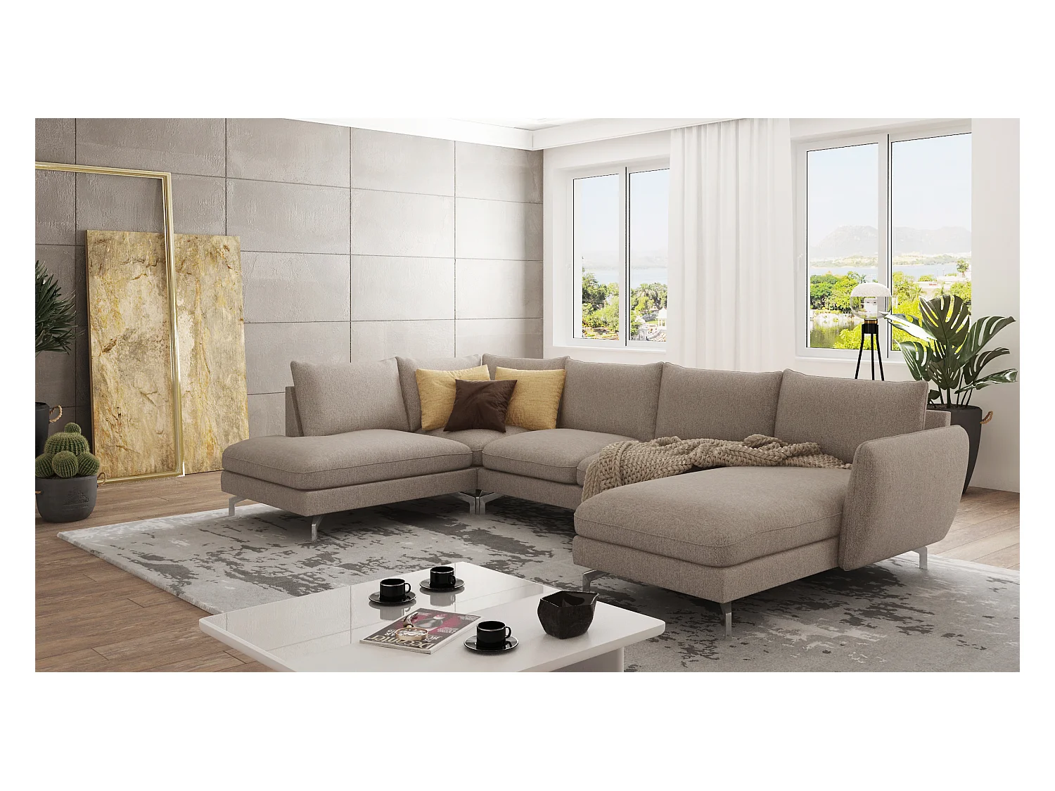 Zoe Wohnlandschaft mit Silber Füßen