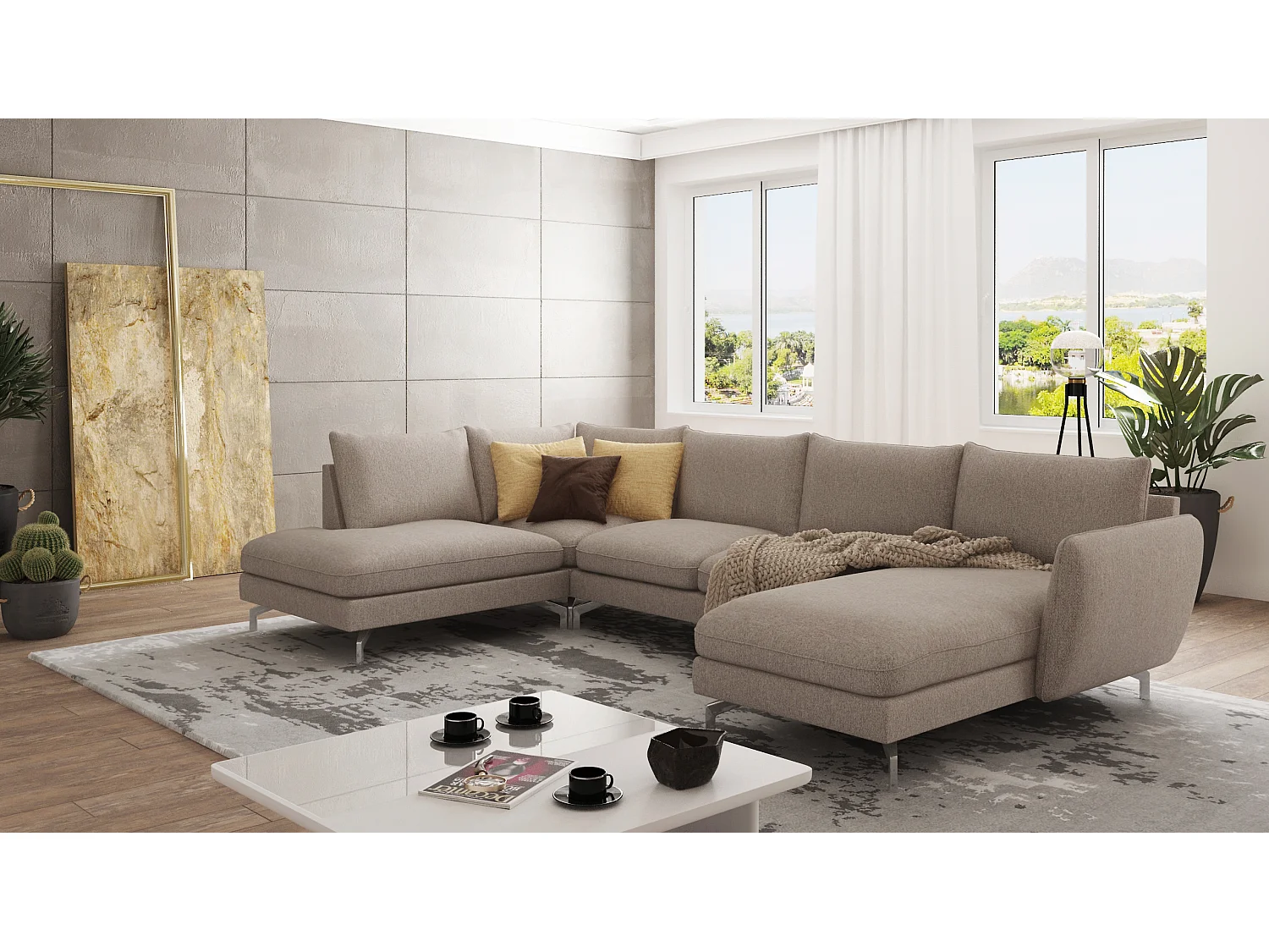 Zoe Wohnlandschaft mit Silber Füßen