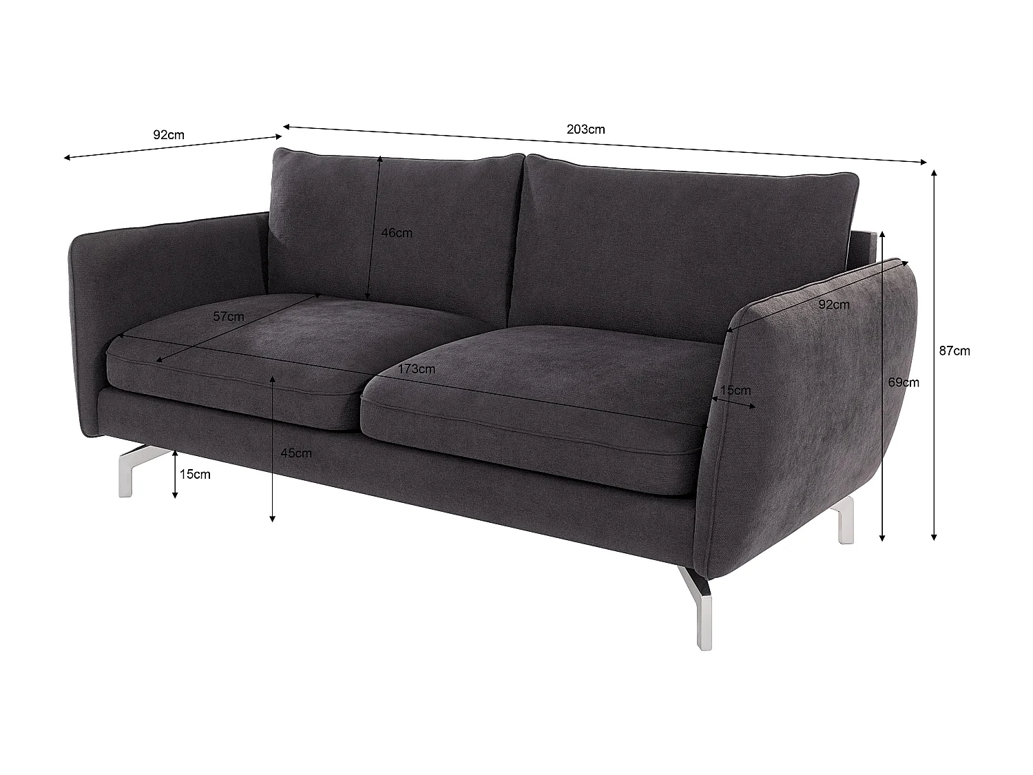 Modernes Sofa 3-Sitzer Zoe