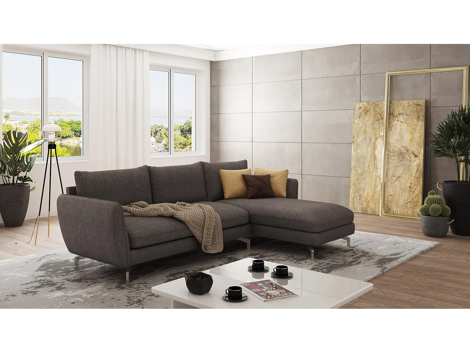 Modernes Ecksofa mit Ottomane Zoe