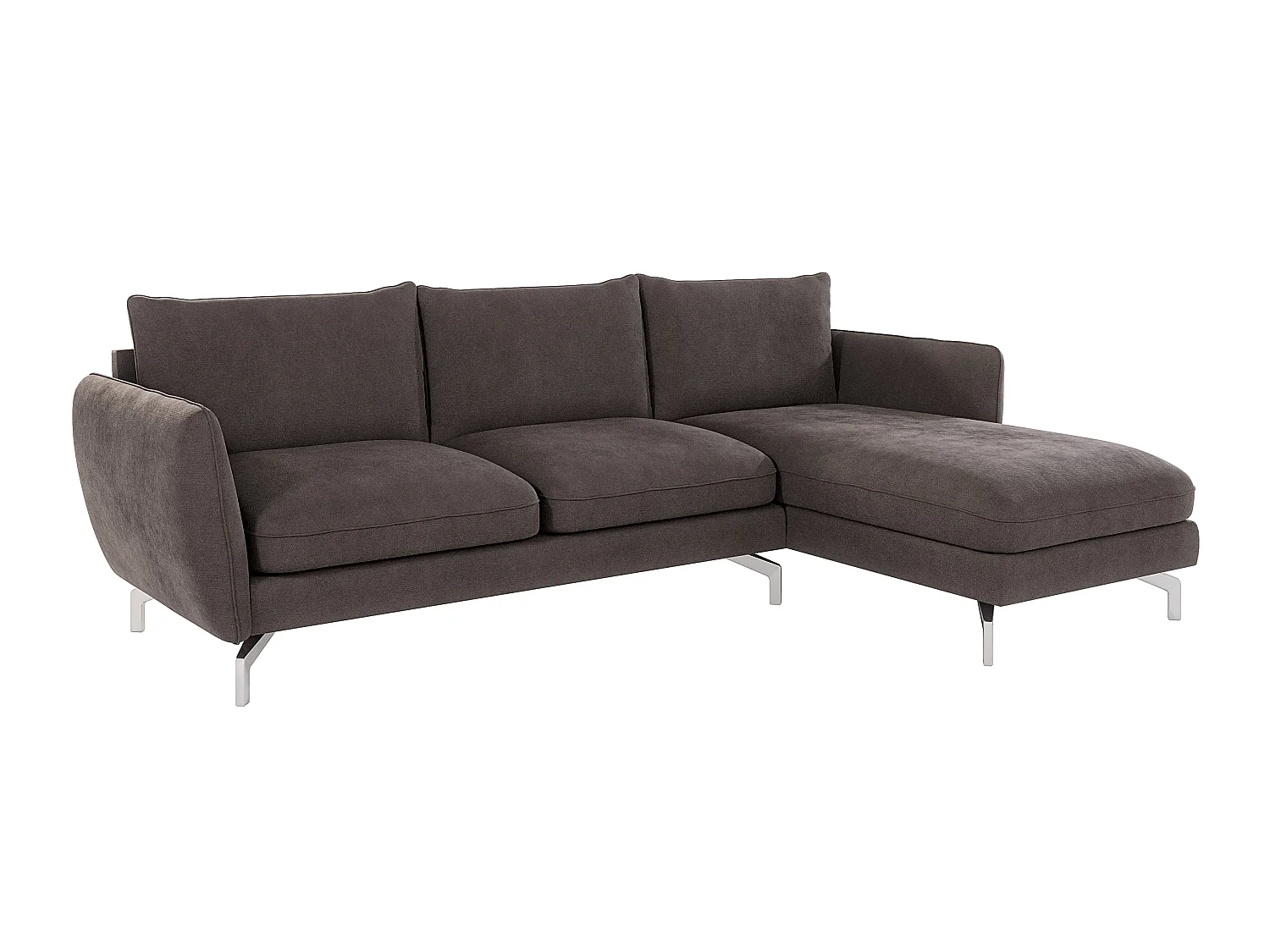 Canapé d'angle 5 places en microfibre marron ZOE