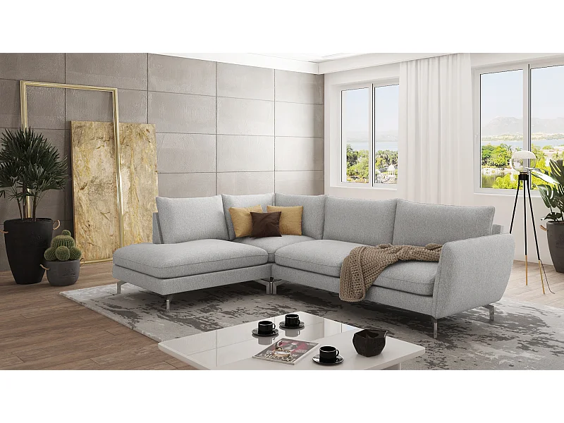 Modernes Ecksofa Zoe mit Silber Füßen