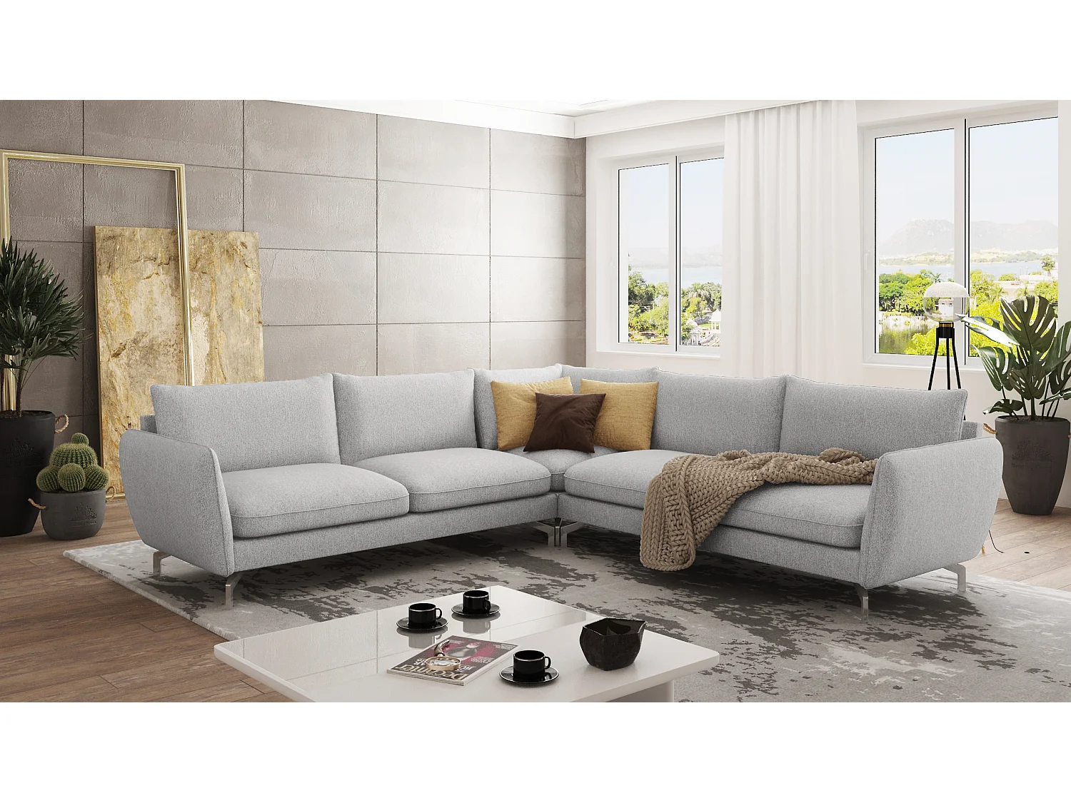 Modernes Ecksofa Zoe mit Silber Füßen