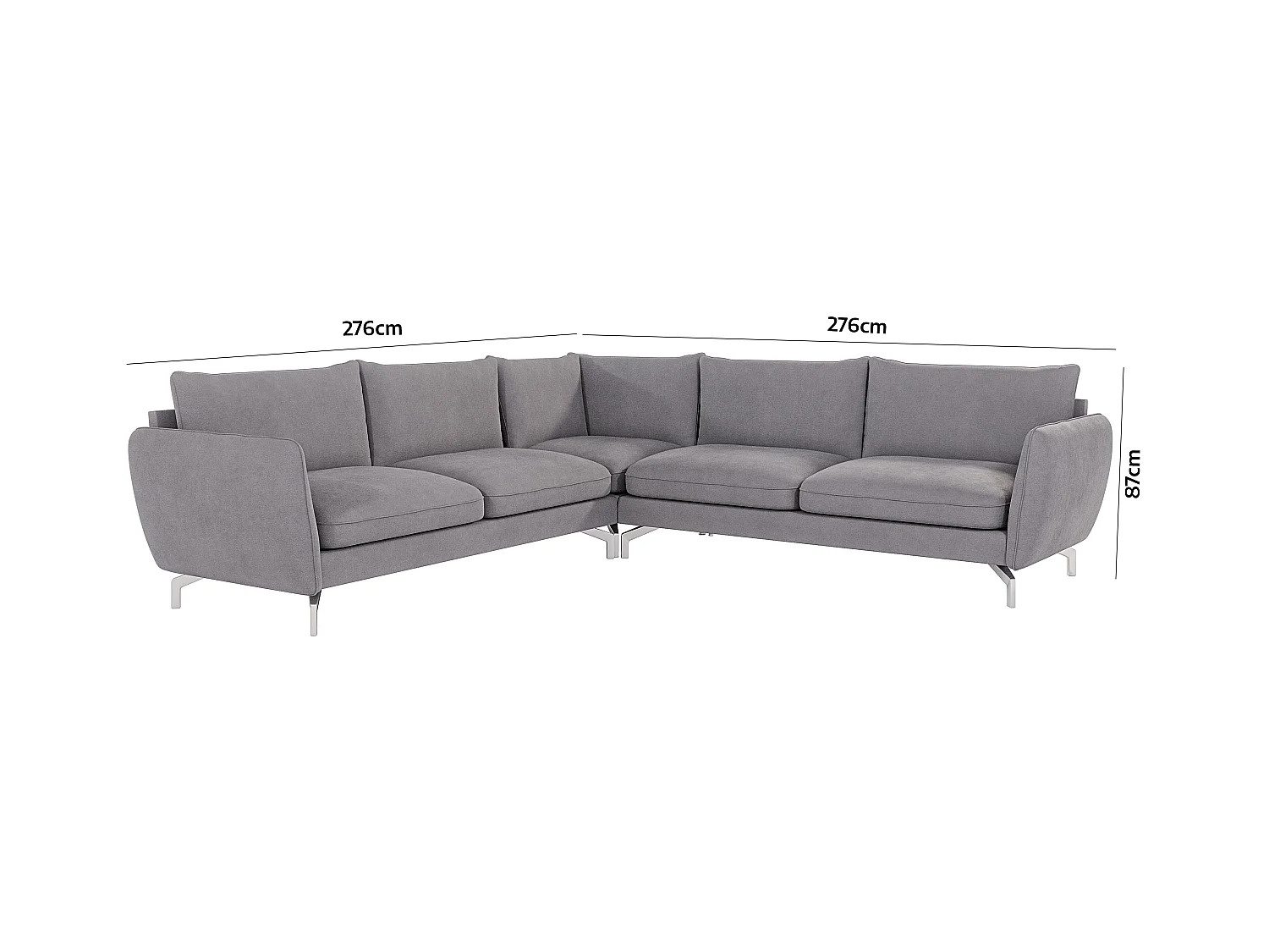 Modernes Ecksofa Zoe mit Silber Füßen