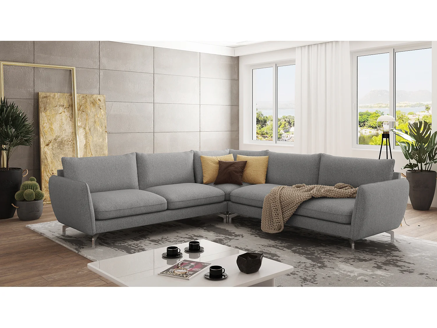 Modernes Ecksofa Zoe mit Silber Füßen
