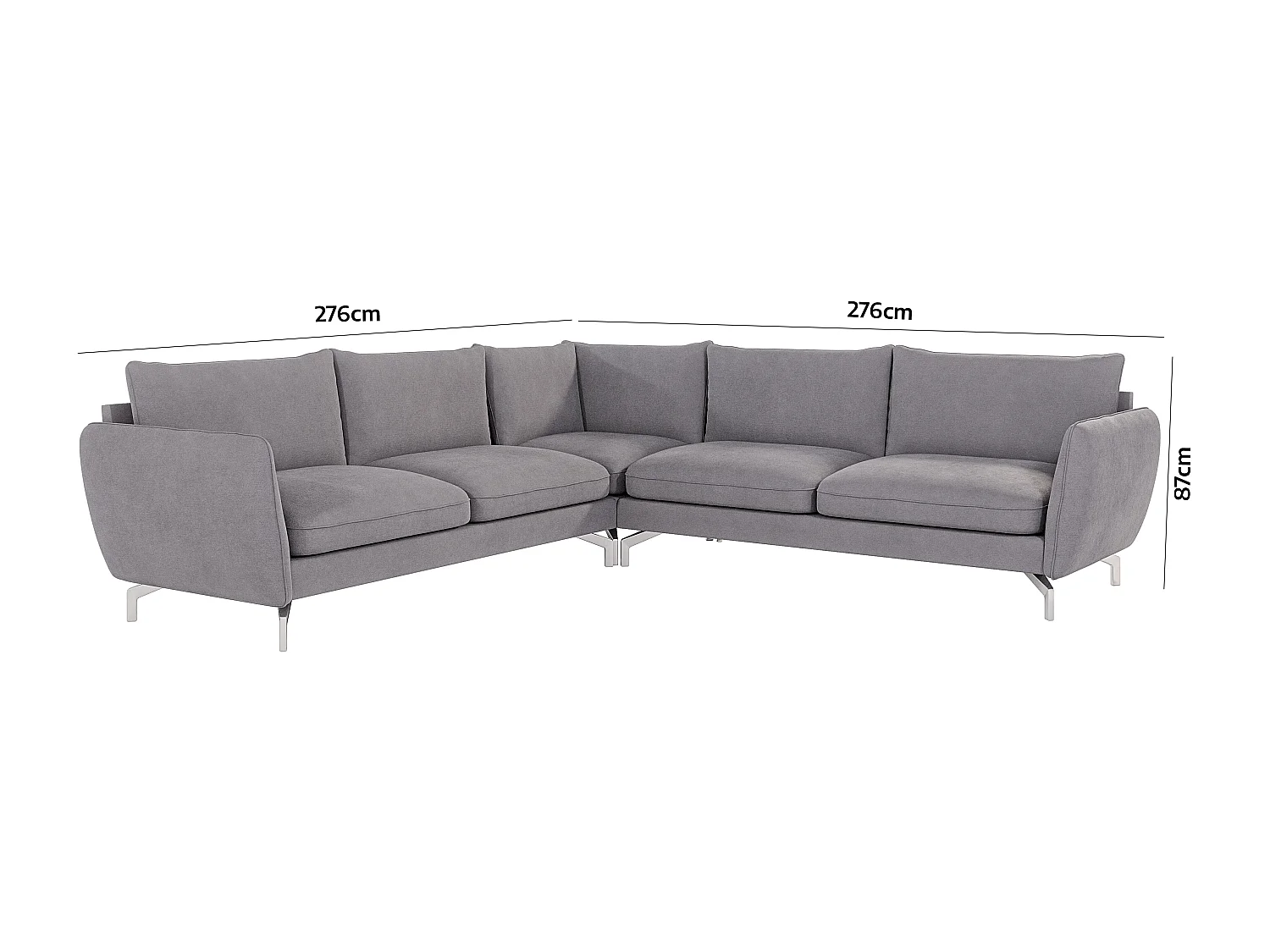 Modernes Ecksofa Zoe mit Silber Füßen