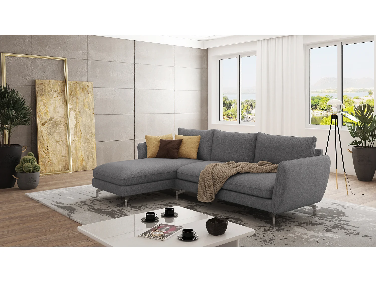 Modernes Ecksofa mit Ottomane Zoe