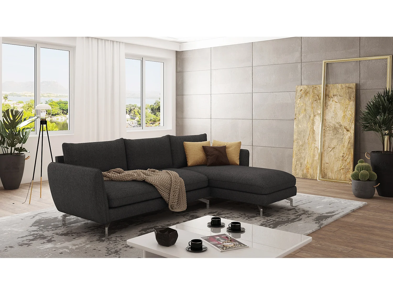 Modernes Ecksofa mit Ottomane Zoe