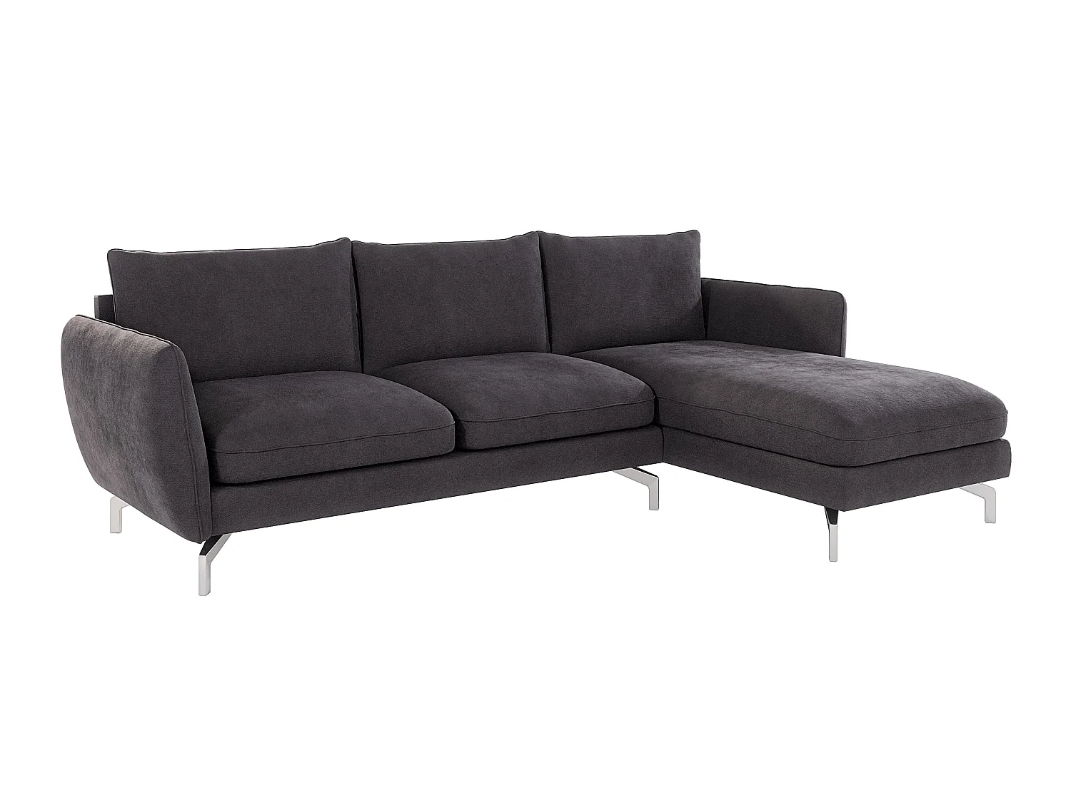Canapé d'angle 5 places en microfibre gris anthracite ZOE