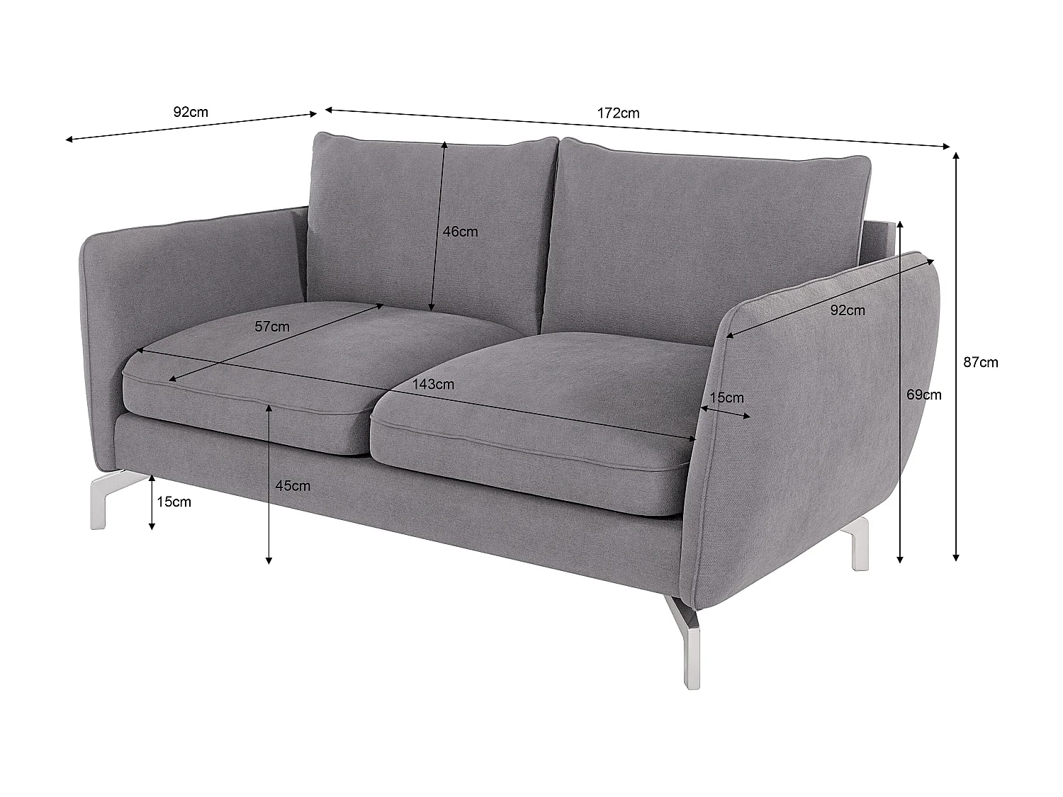 Modernes Sofa 2-Sitzer Zoe