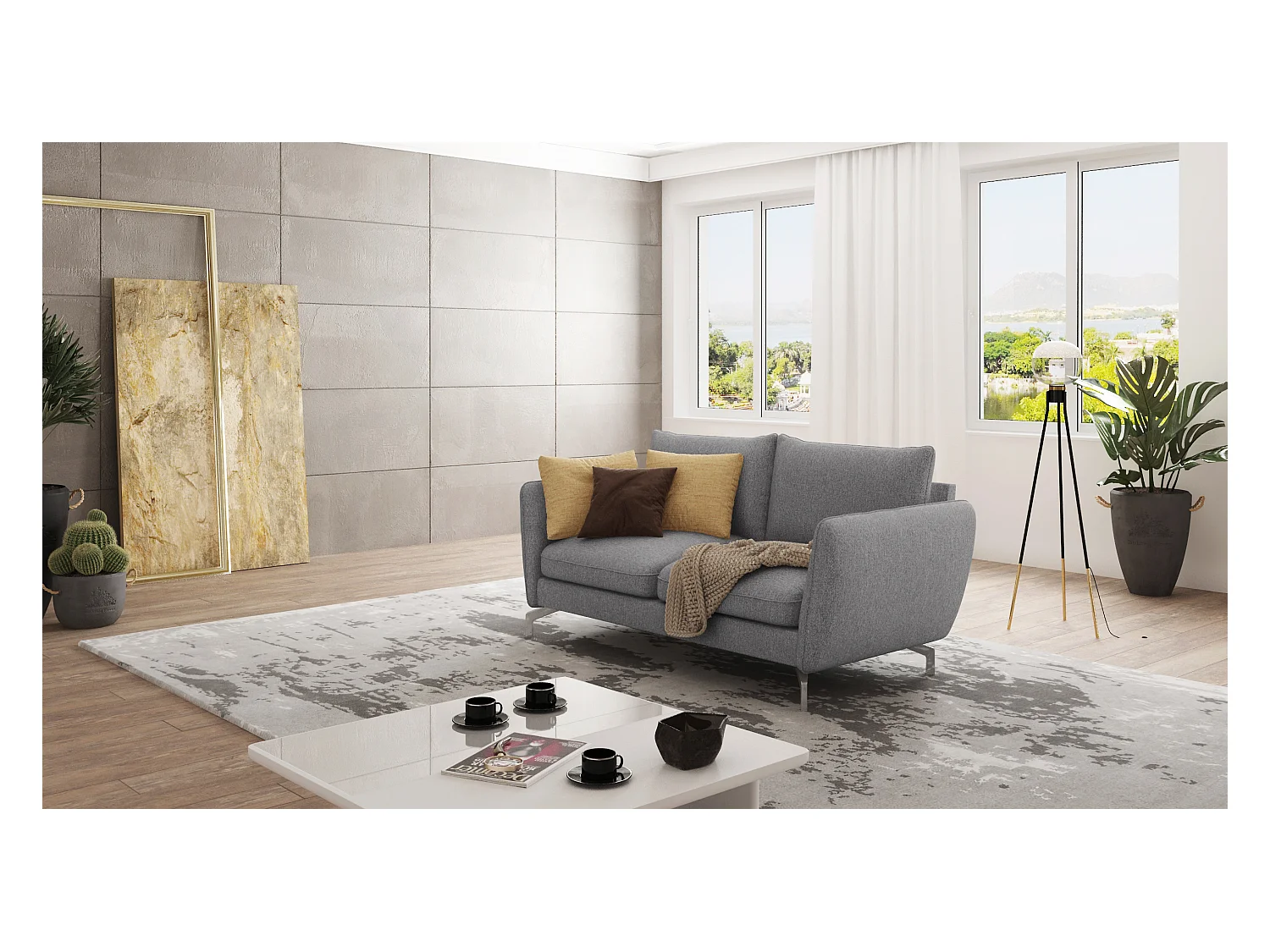 Canapé droit moderne 2 places ZOE