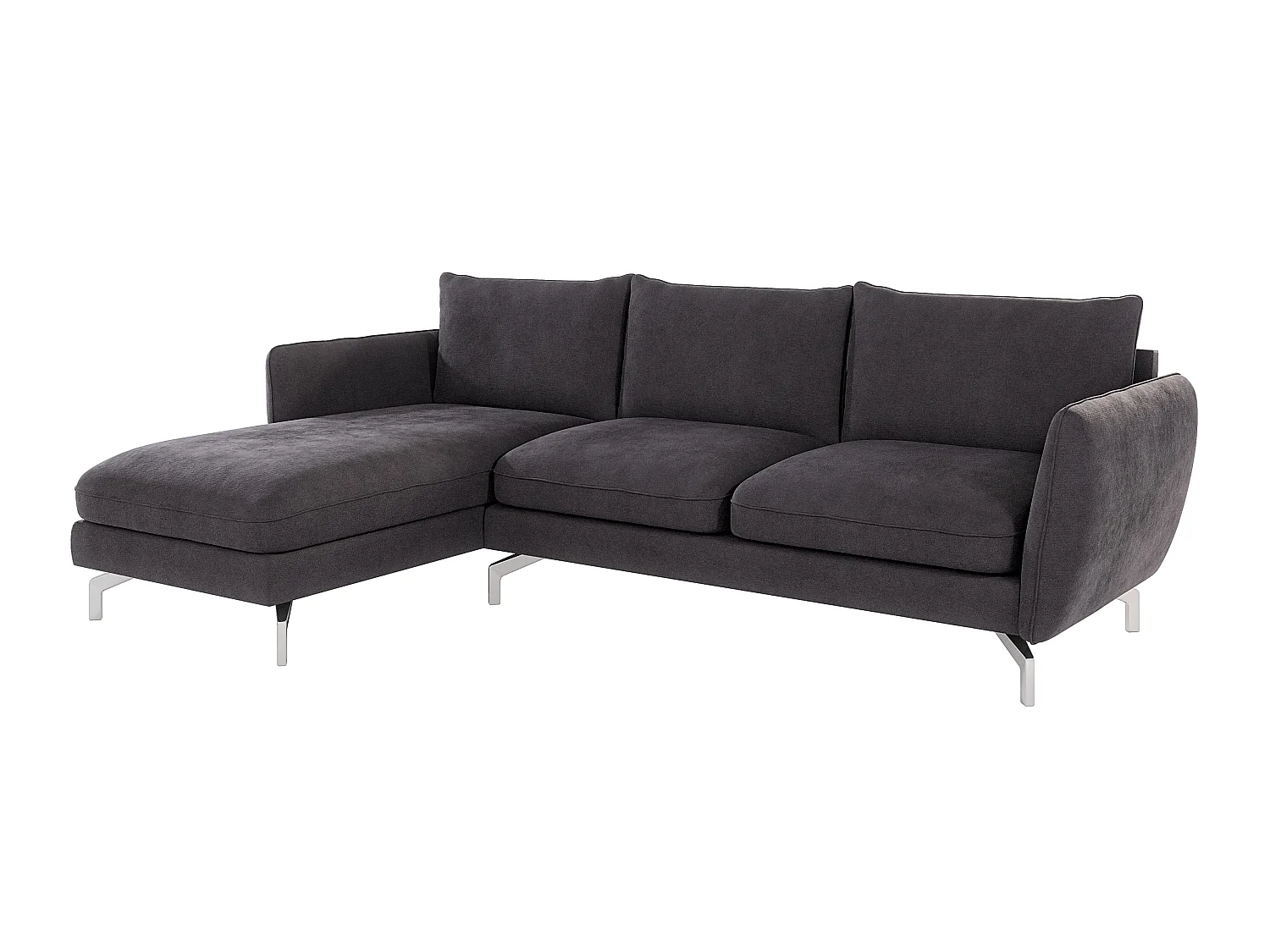 Canapé d'angle 5 places en microfibre gris anthracite ZOE