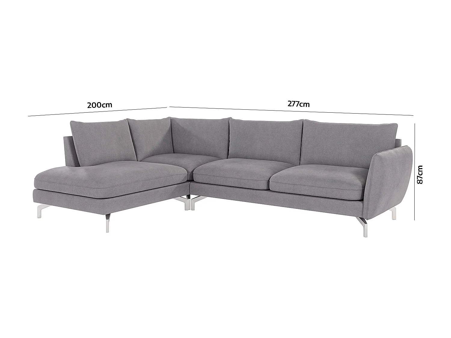 Modernes Ecksofa Zoe mit Silber Füßen