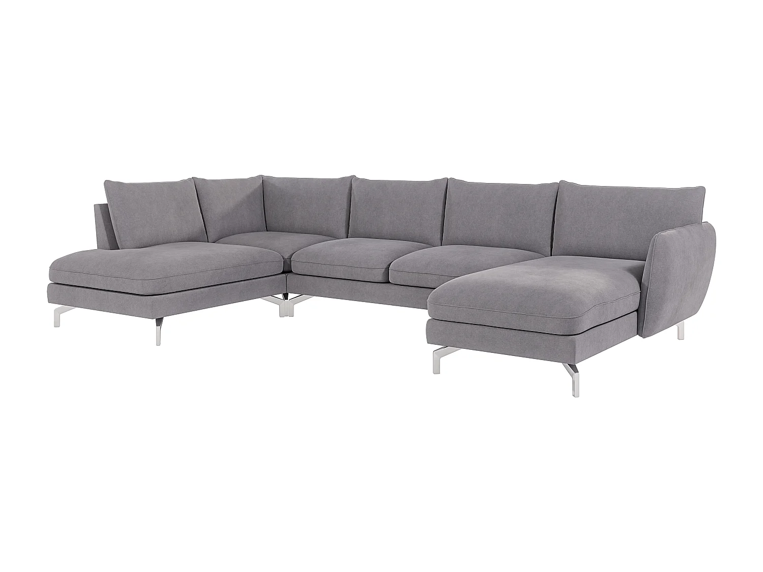 Canapé d’angle 7 places avec pieds argentés ZOE