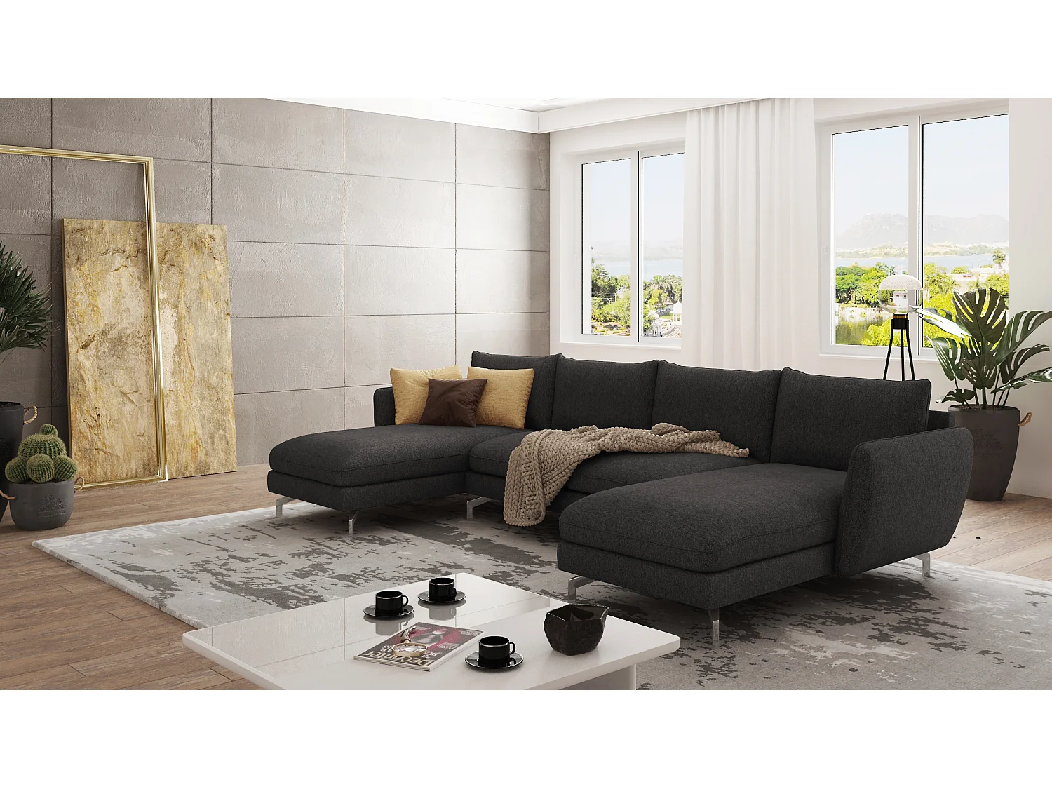 Zoe Wohnlandschaft mit Silber Füßen