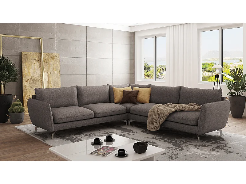 Modernes Ecksofa Zoe mit Silber Füßen