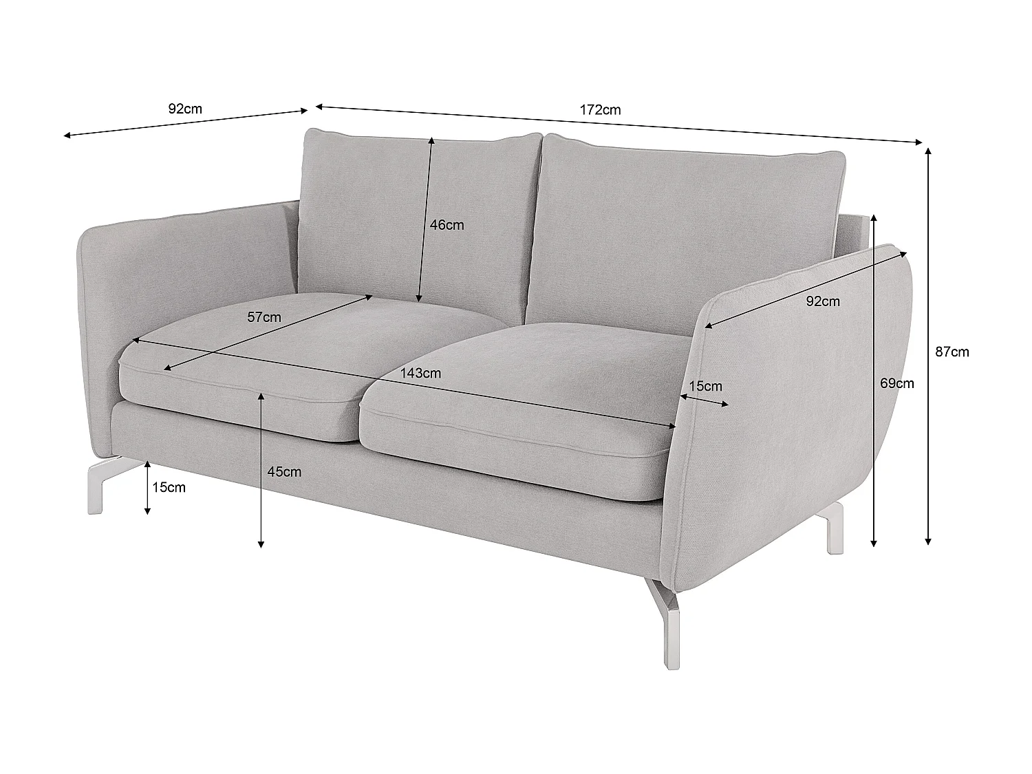 Modernes Sofa 2-Sitzer Zoe
