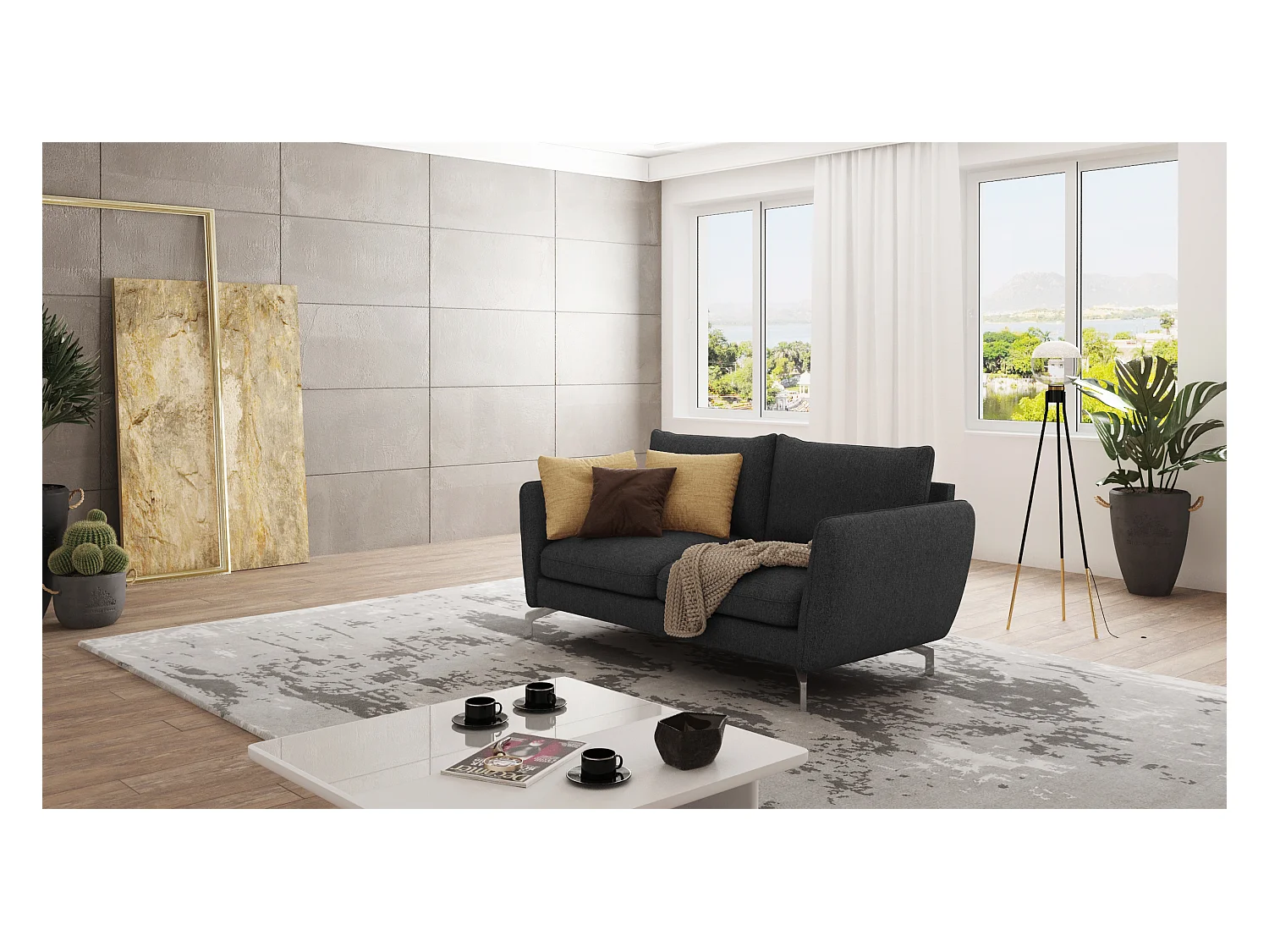 Canapé droit moderne 2 places ZOE