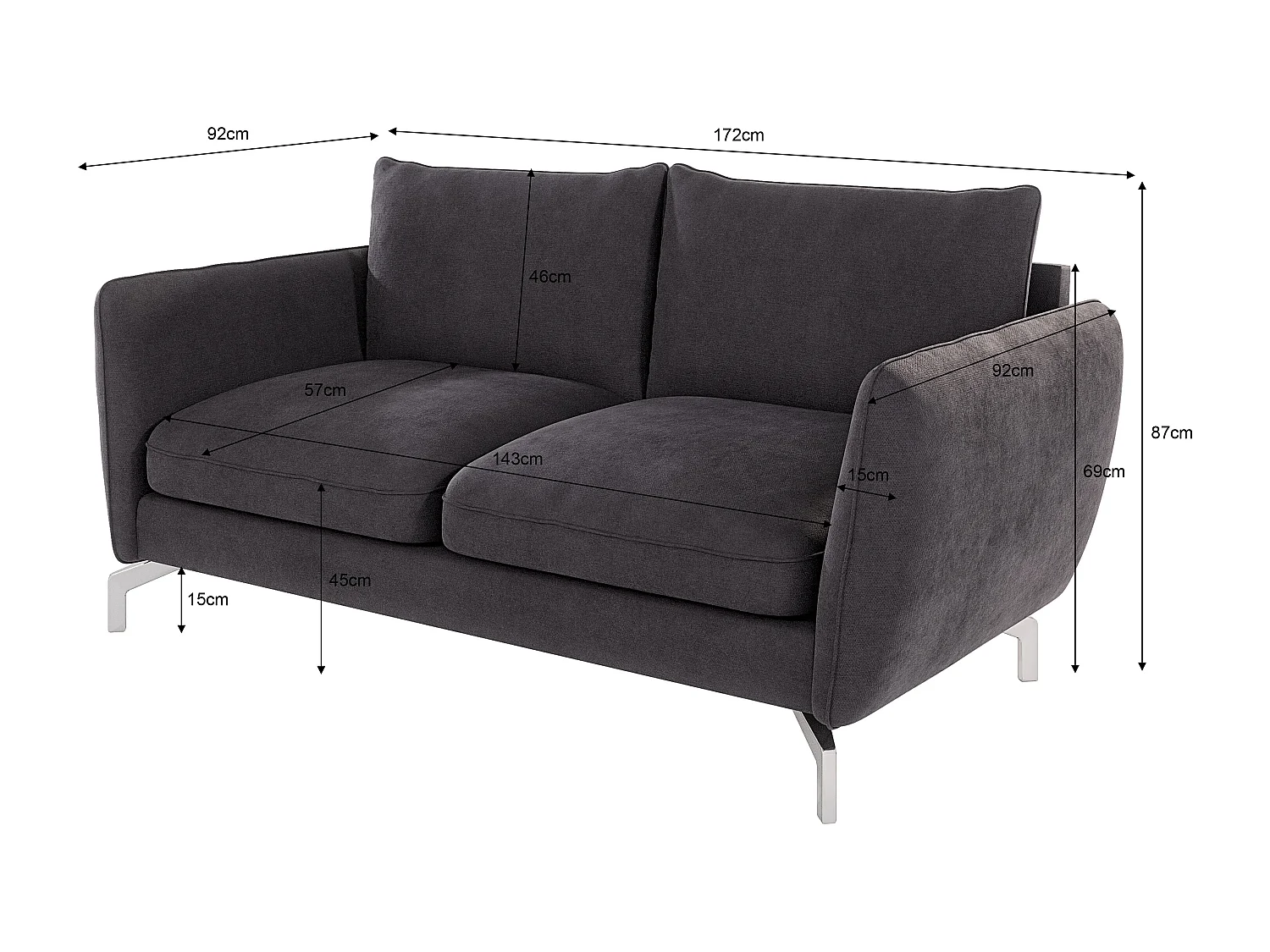 Modernes Sofa 2-Sitzer Zoe
