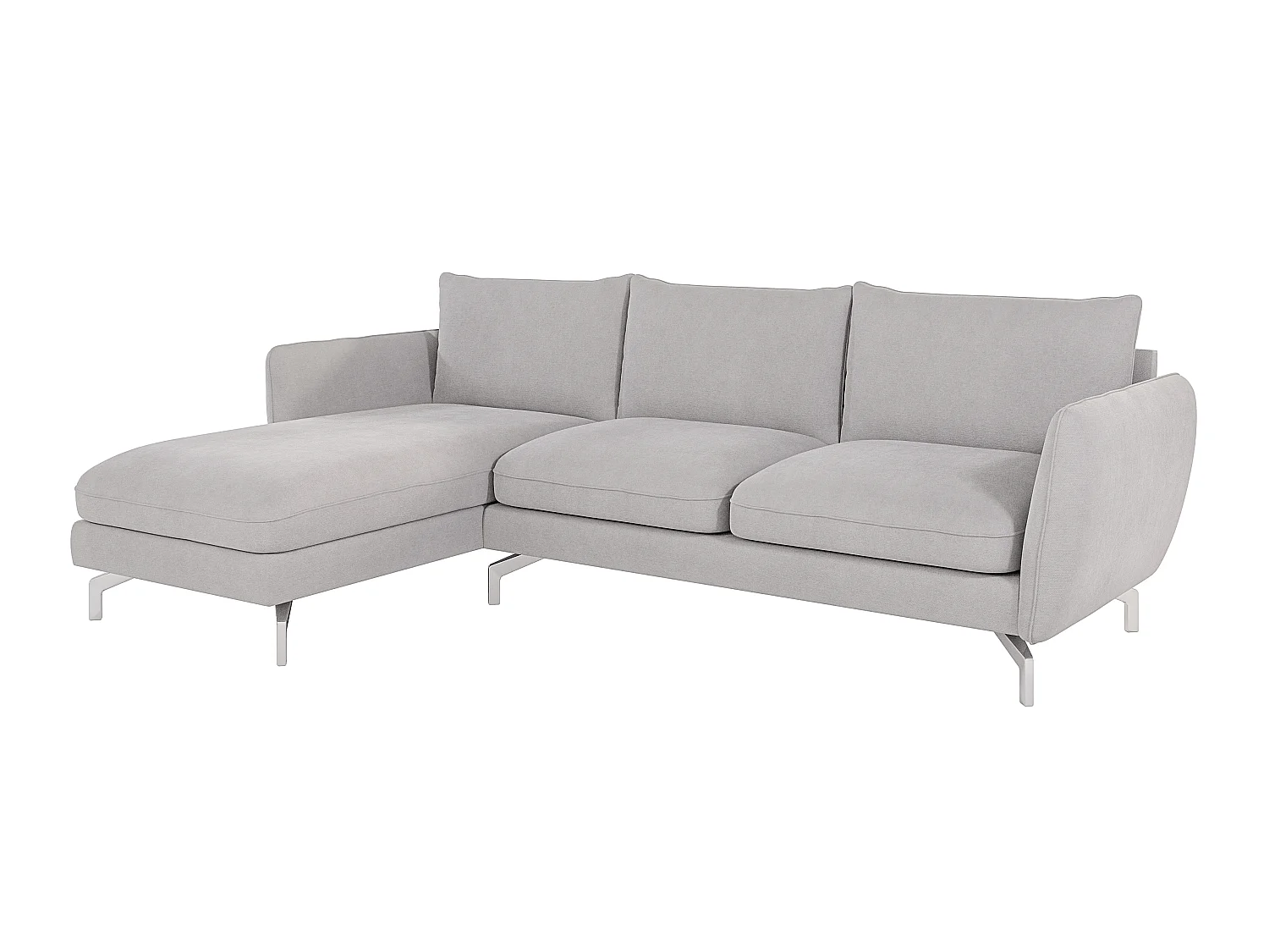 Canapé d'angle 5 places en microfibre argenté ZOE