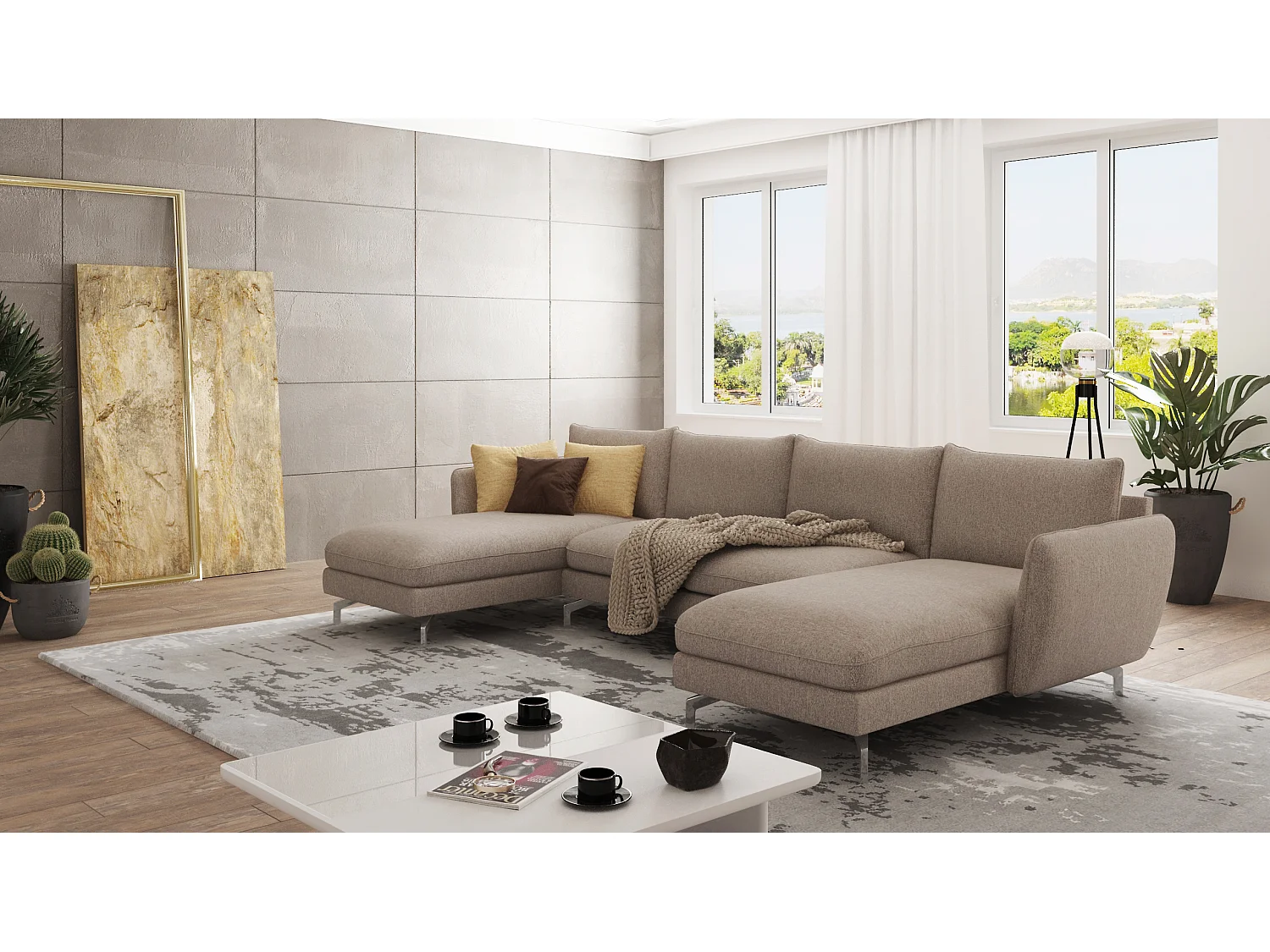 Zoe Wohnlandschaft mit Silber Füßen