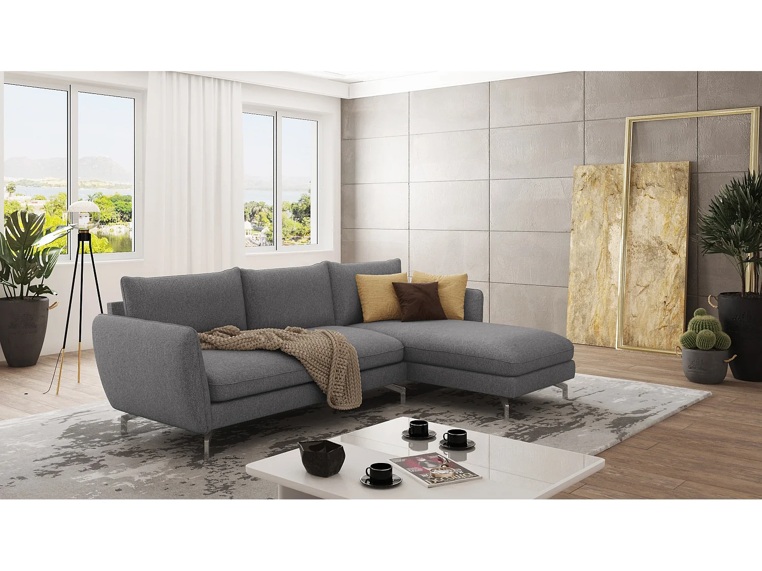 Modernes Ecksofa mit Ottomane Zoe
