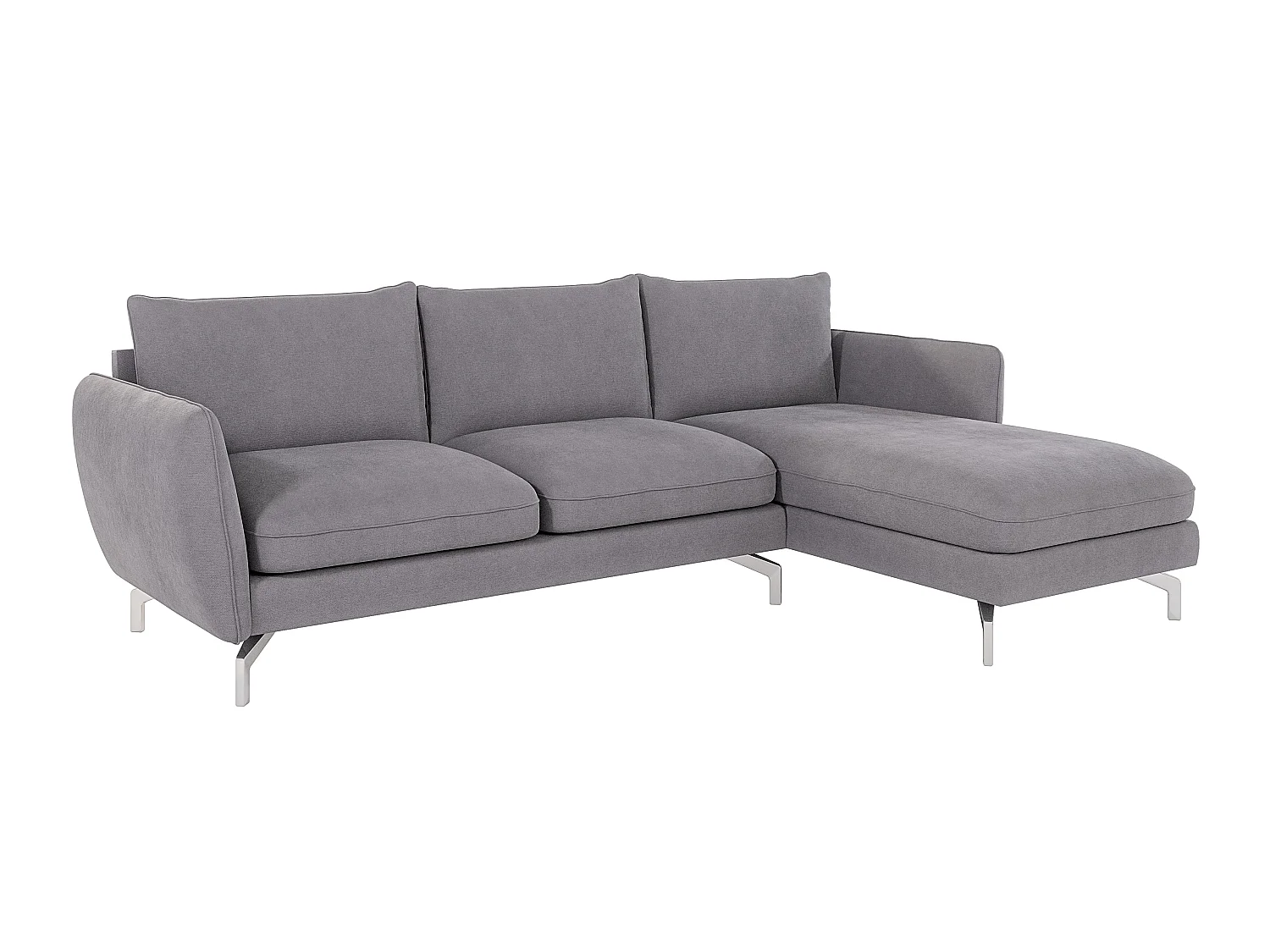 Canapé d'angle 5 places en microfibre gris ZOE