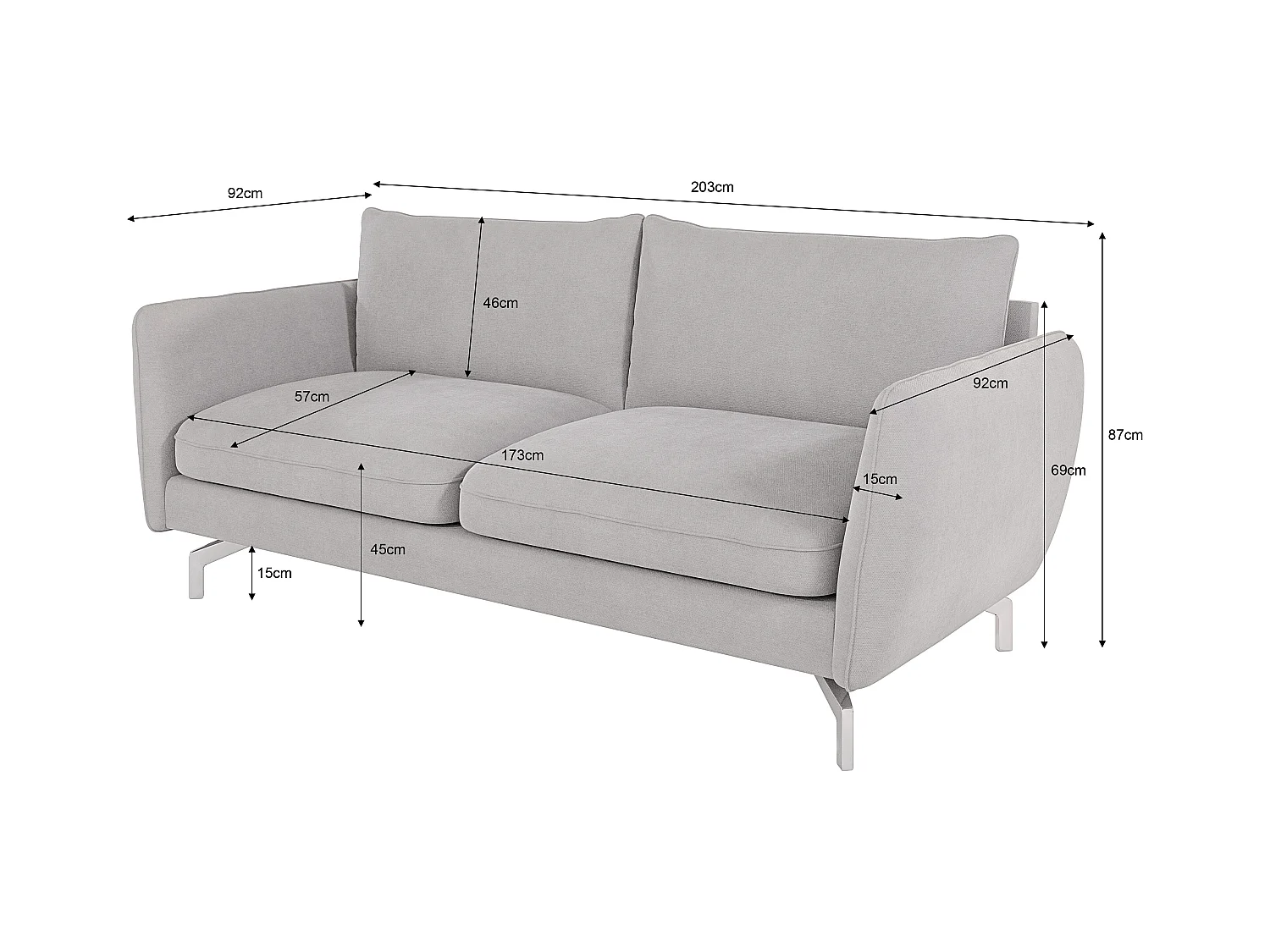 Modernes Sofa 3-Sitzer Zoe