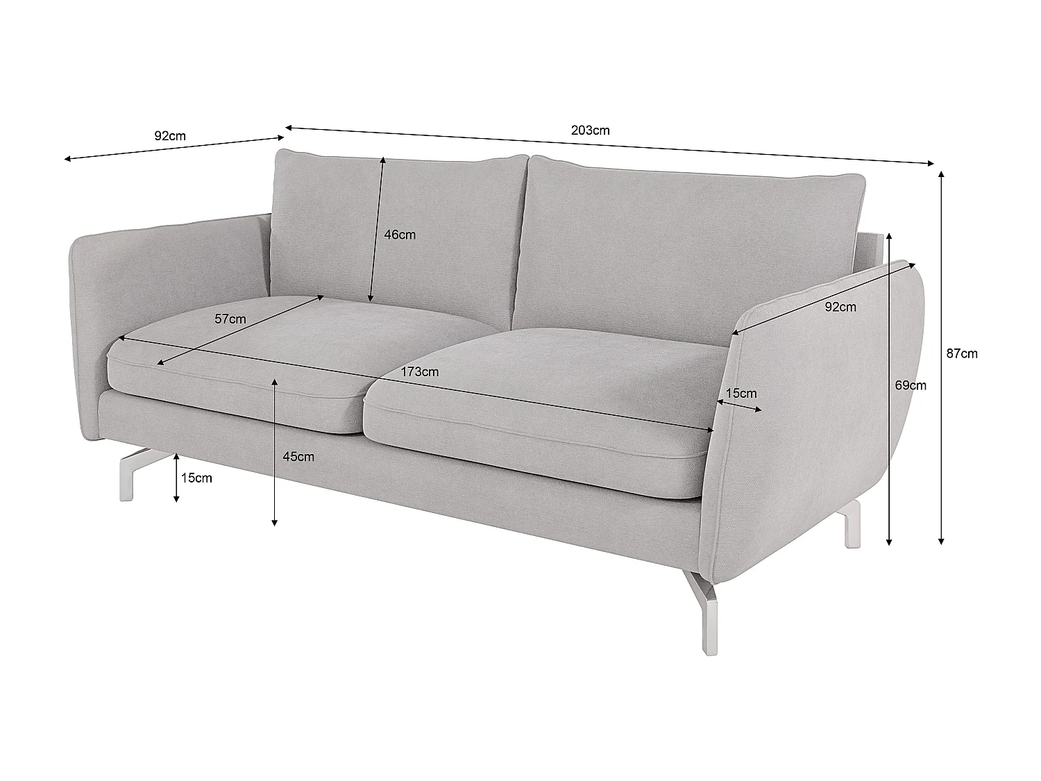Modernes Sofa 3-Sitzer Zoe