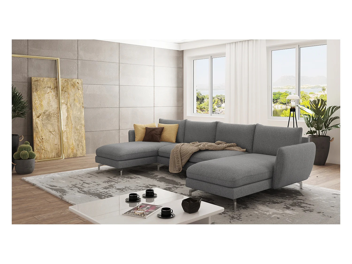 Zoe Wohnlandschaft mit Silber Füßen