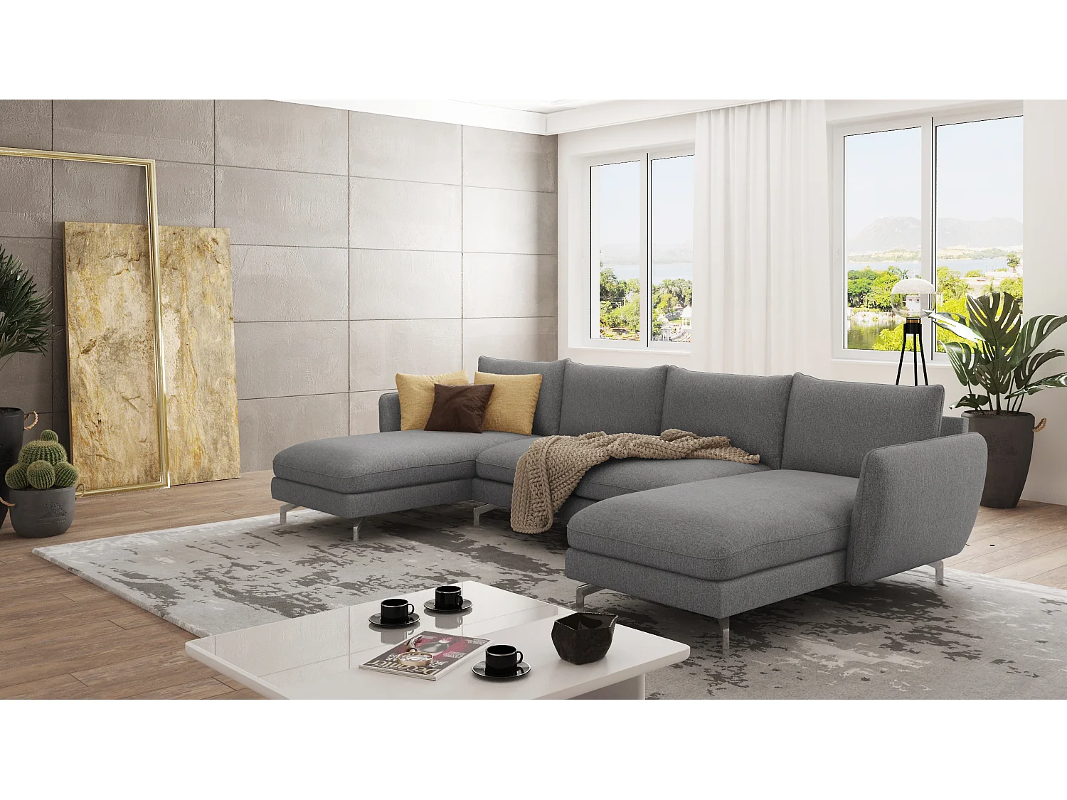 Zoe Wohnlandschaft mit Silber Füßen