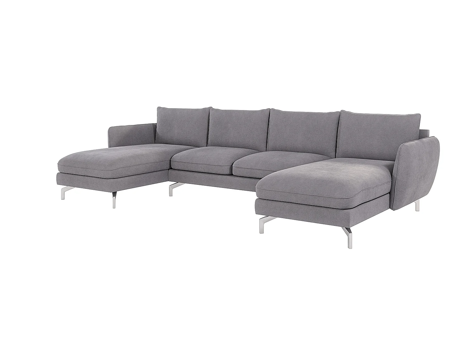 Grand canapé d'angle 6 places en microfibre gris ZOE