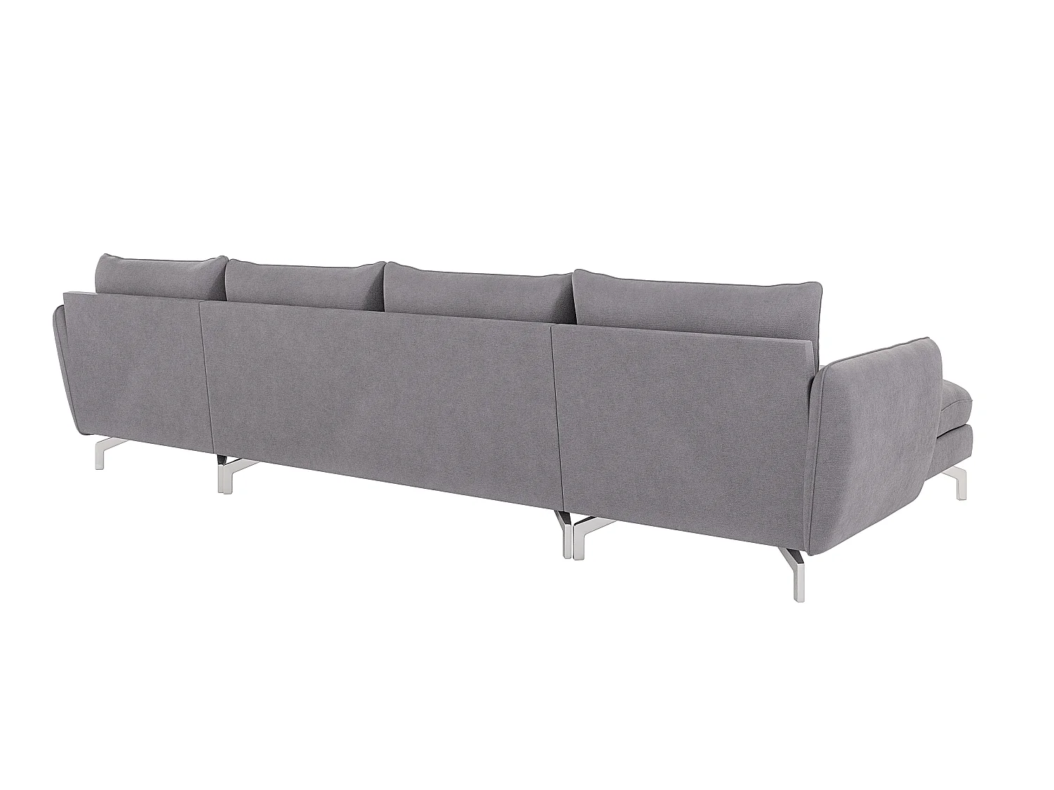 Grand canapé d'angle 6 places en microfibre gris ZOE