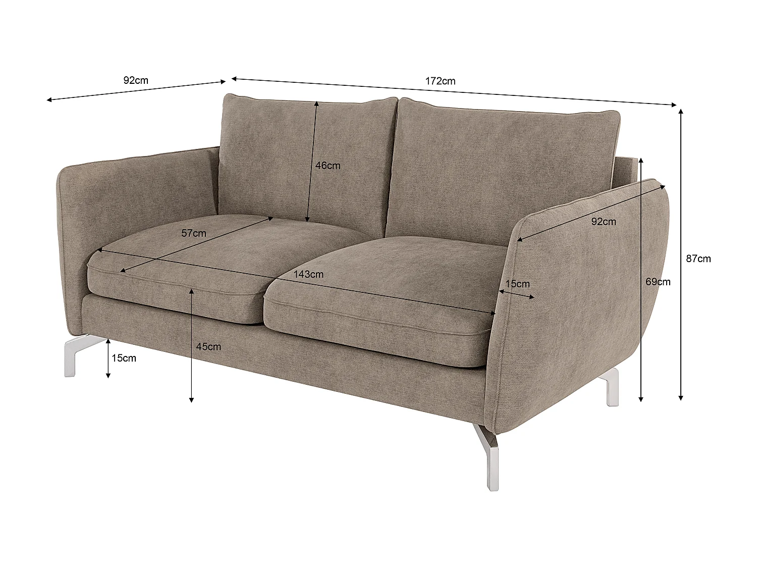 Modernes Sofa 2-Sitzer Zoe