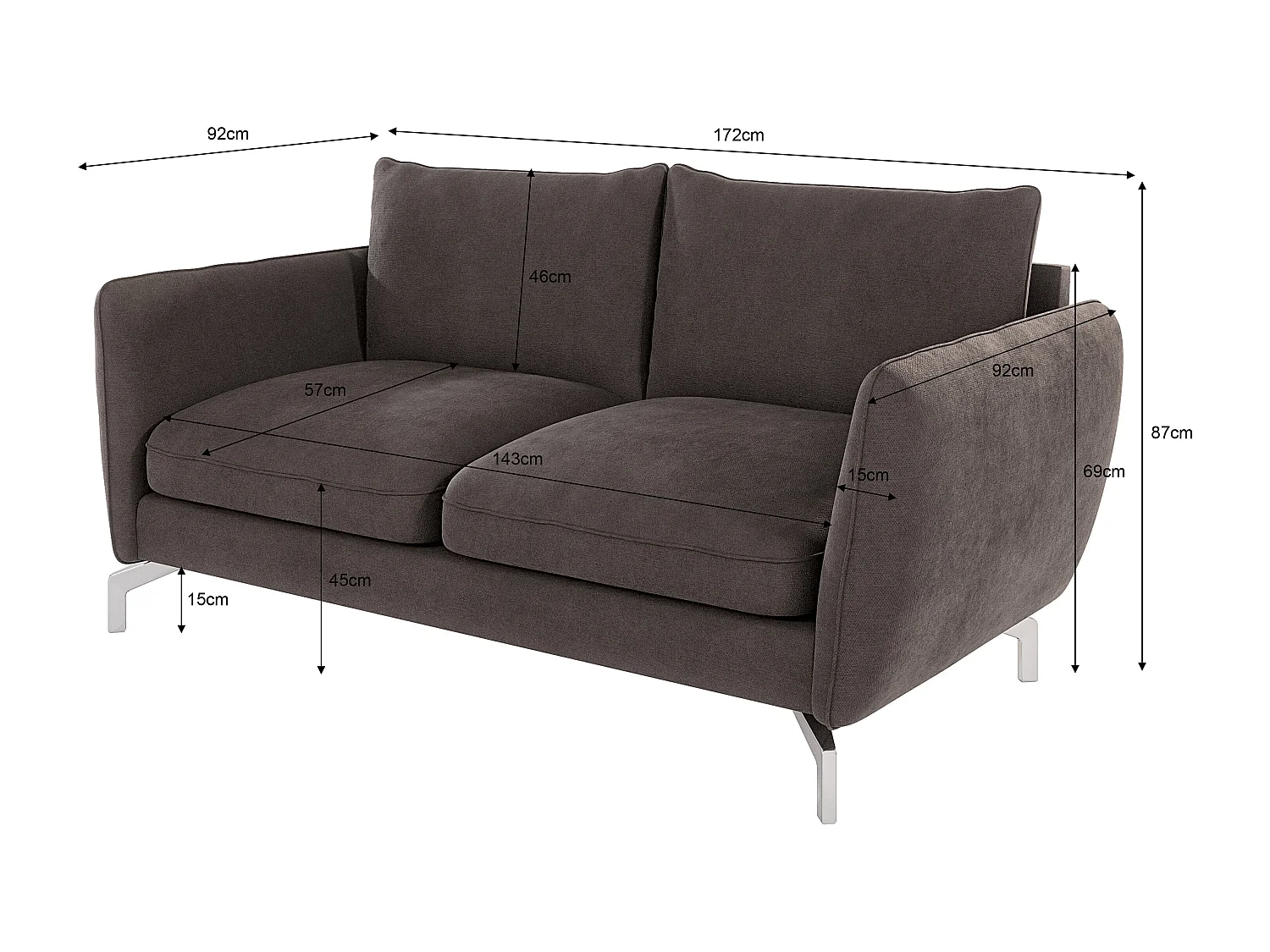 Modernes Sofa 2-Sitzer Zoe