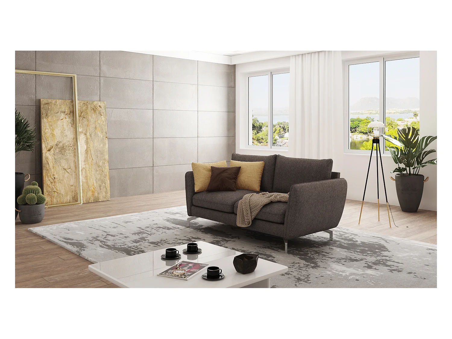 Canapé droit moderne 2 places ZOE