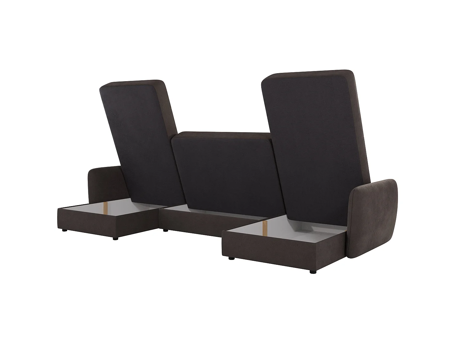Canapé d'angle panoramique convertible clic-clac 5 places avec coffre en microfibre marron VICTORIA