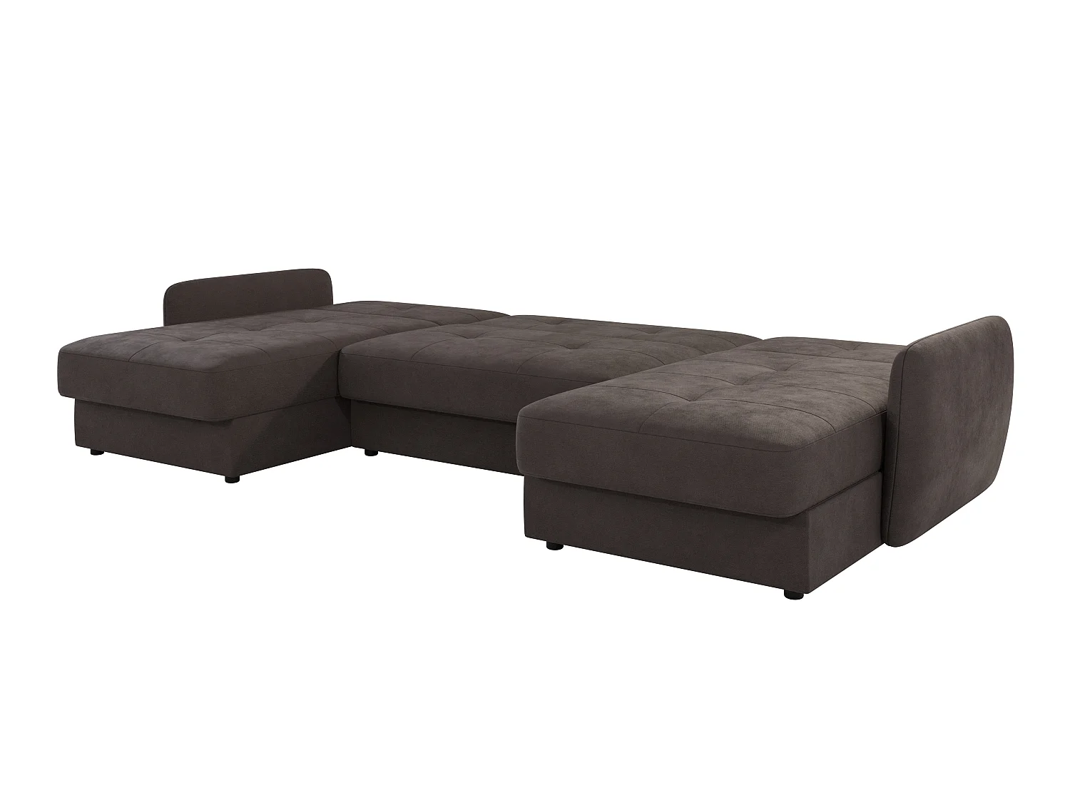 Canapé d'angle panoramique convertible clic-clac 5 places avec coffre en microfibre marron VICTORIA