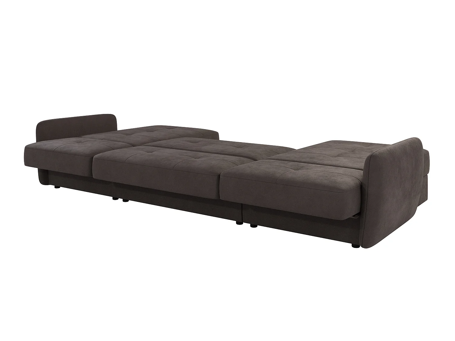 Canapé d'angle panoramique convertible clic-clac 5 places avec coffre en microfibre marron VICTORIA
