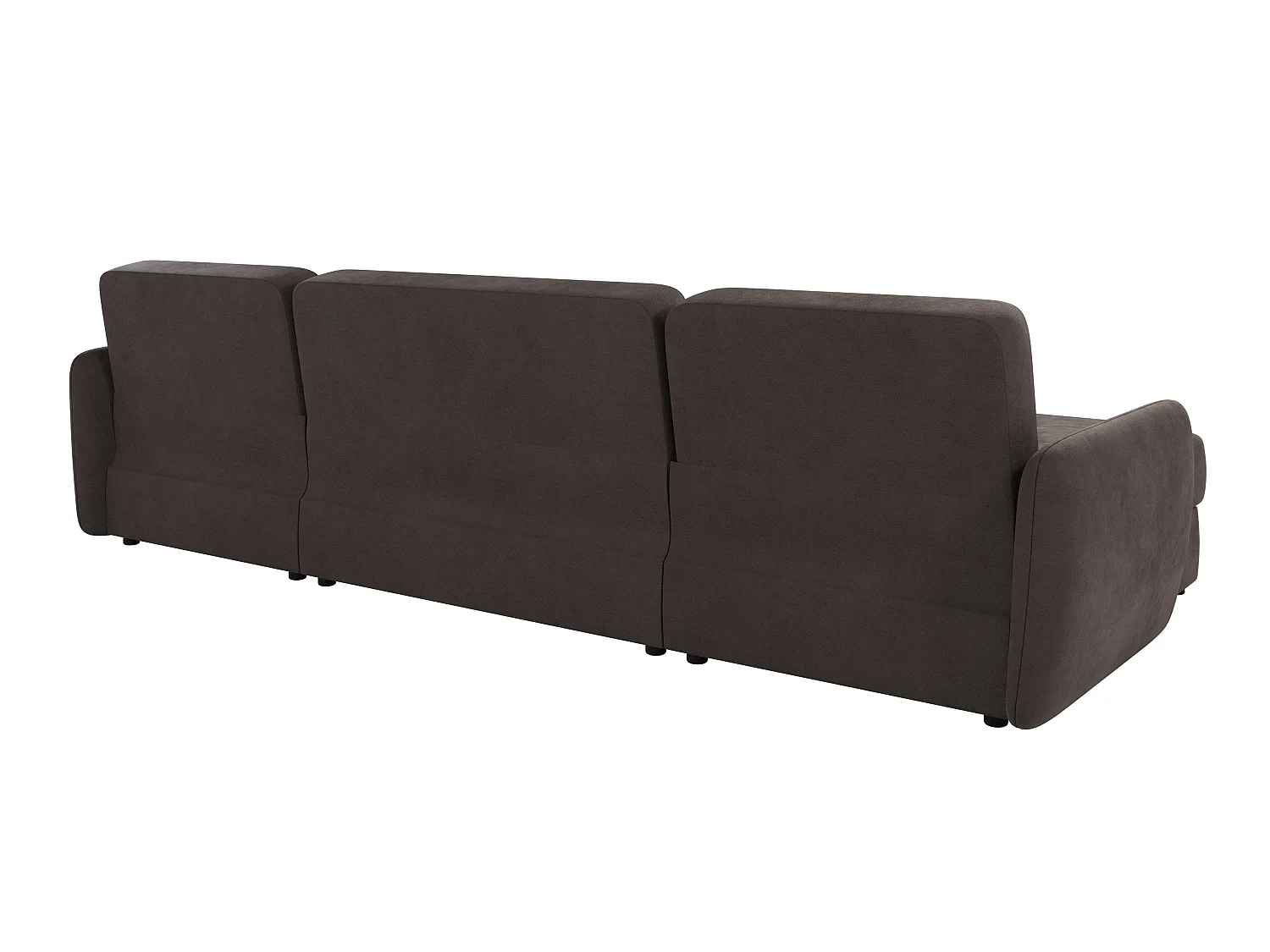 Canapé d'angle panoramique convertible clic-clac 5 places avec coffre en microfibre marron VICTORIA