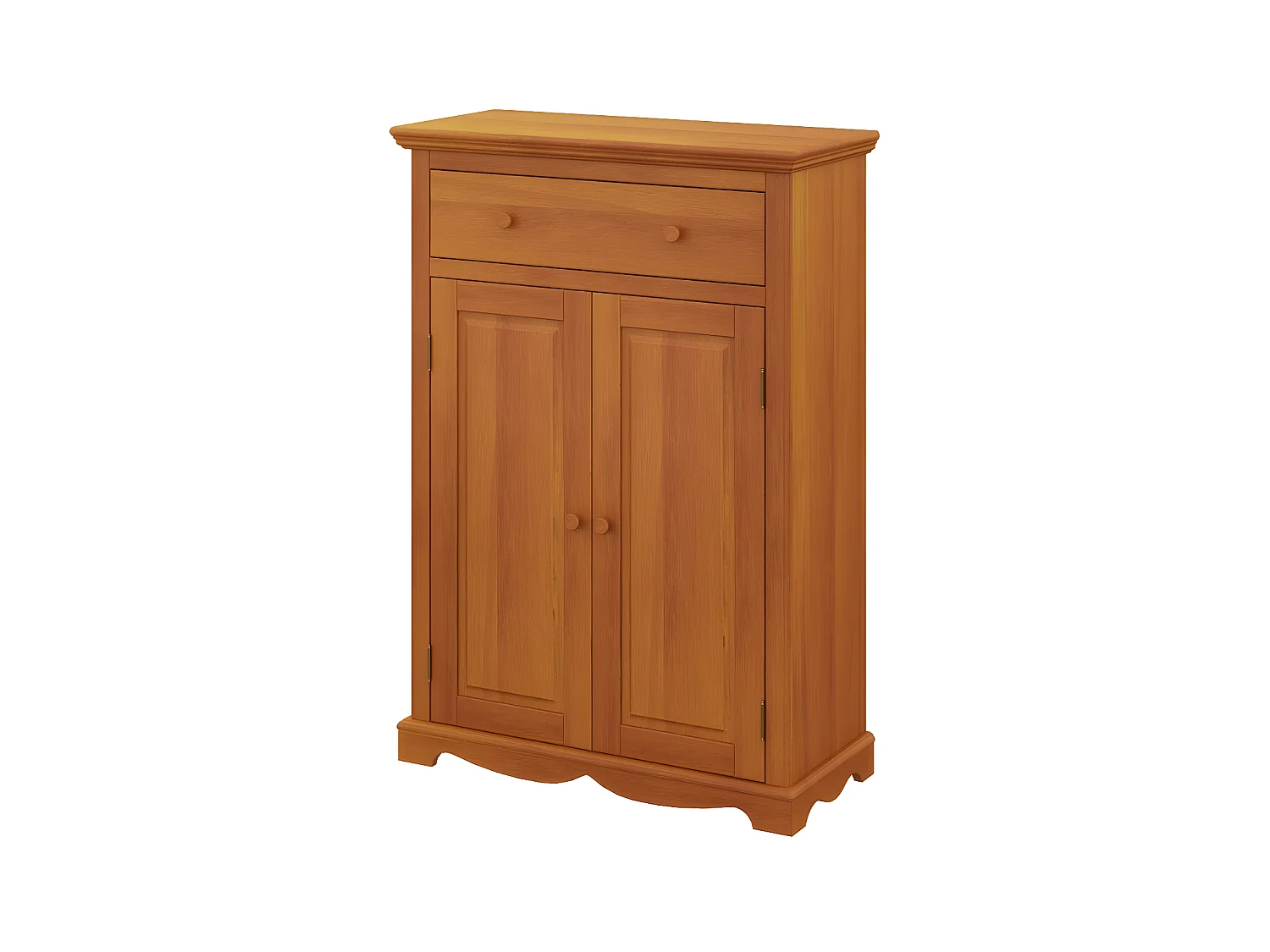 Buffet Le Parisien Pin Miel 2 Portes 1 Tiroir 2 Etagères 3 Niches L 94 H 134 P 42