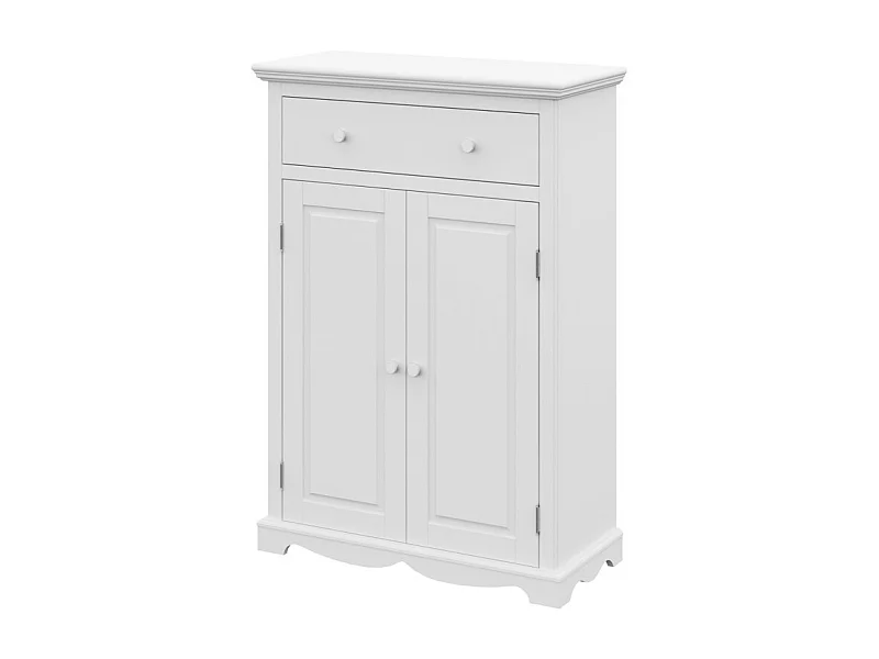 Buffet Le Parisien Charme Blanc 2 Portes 1 Tiroir 2 Tablettes 94 x 134 x 42 cm