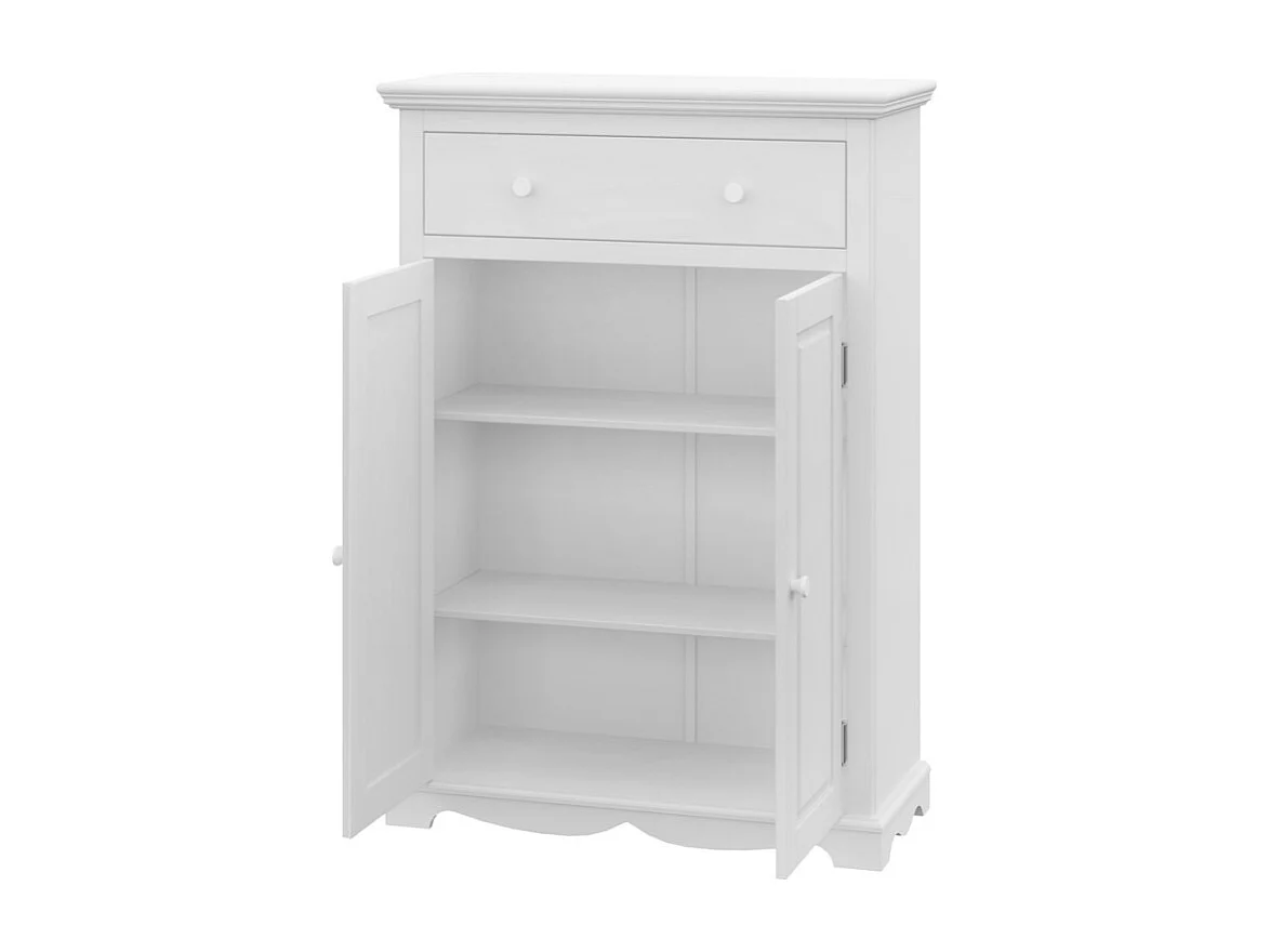 Buffet Le Parisien Charme Blanc 2 Portes 1 Tiroir 2 Tablettes 94 x 134 x 42 cm